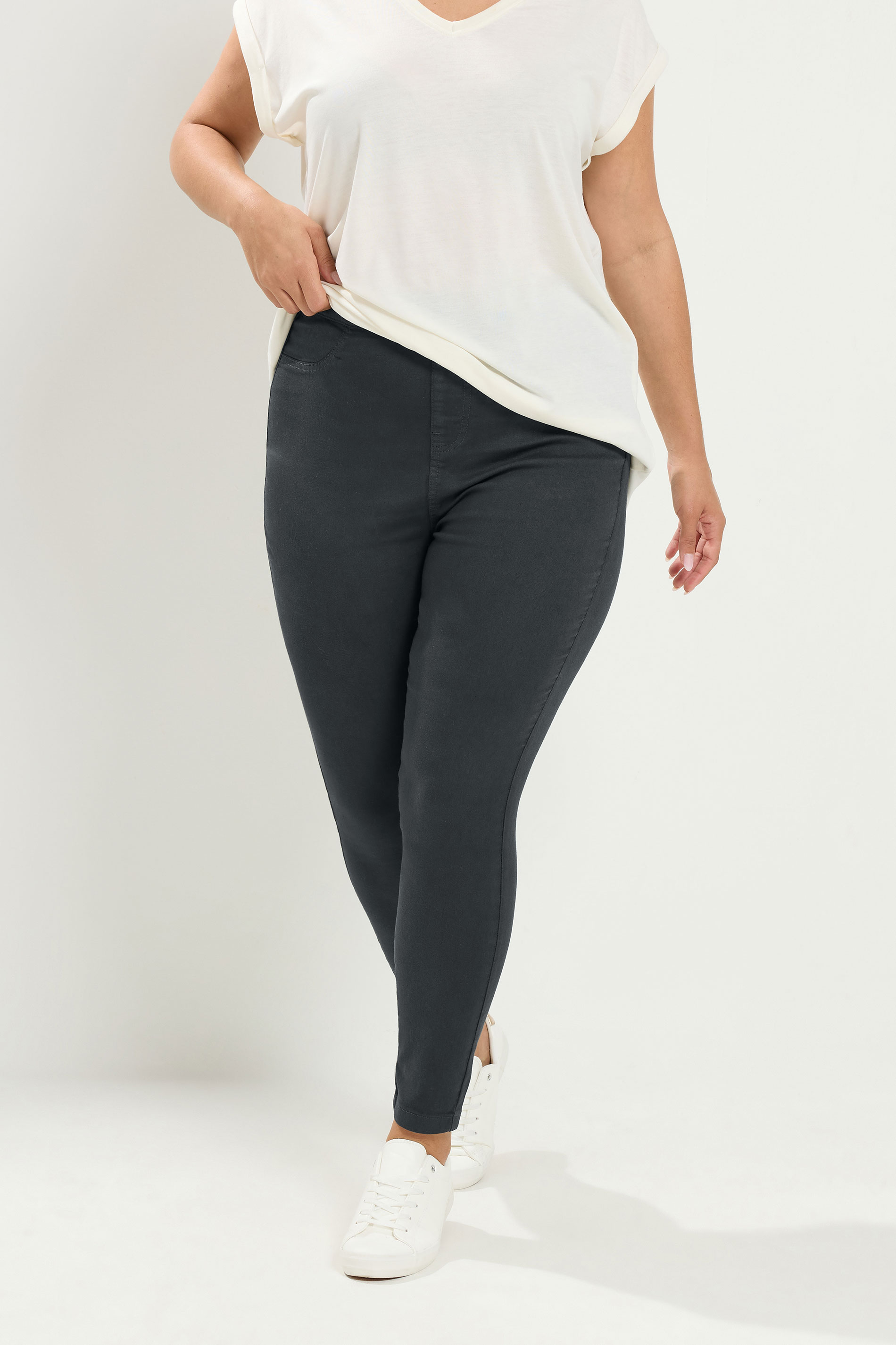 YOURS Plus Size Grey Pull On JENNY Jeggings | Yours Clothing 3