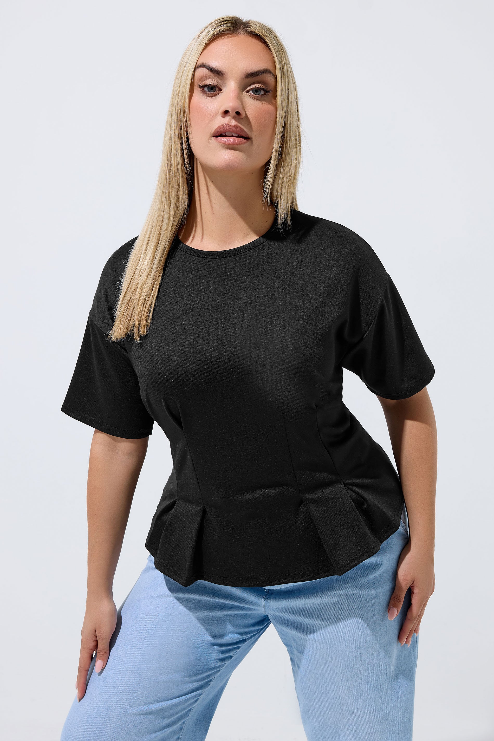 LIMITED COLLECTION Plus Size Black Cinched Waist T-Shirt | Yours Clothing 3