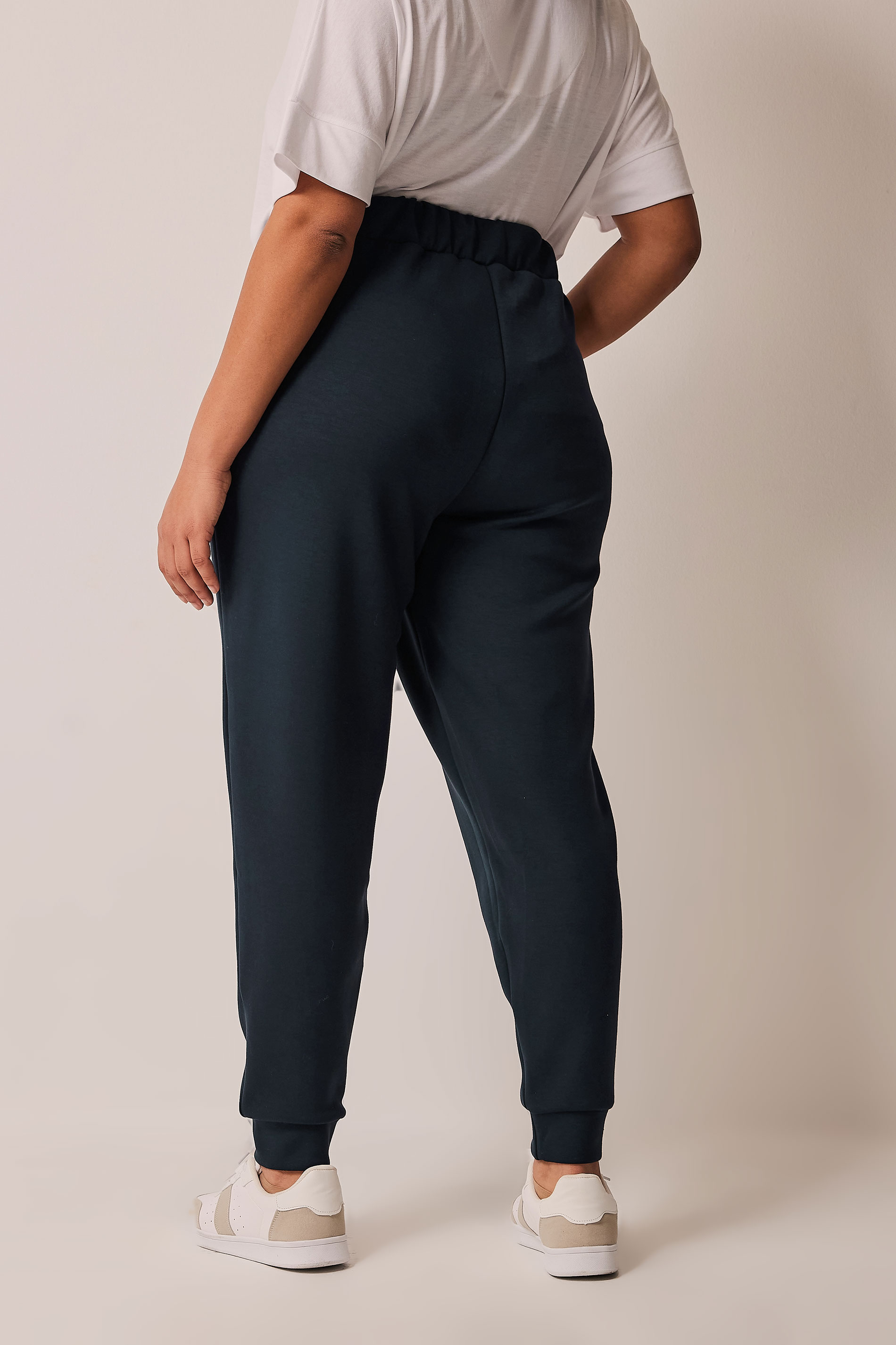 EVANS Plus Size Navy Blue Tapered Joggers