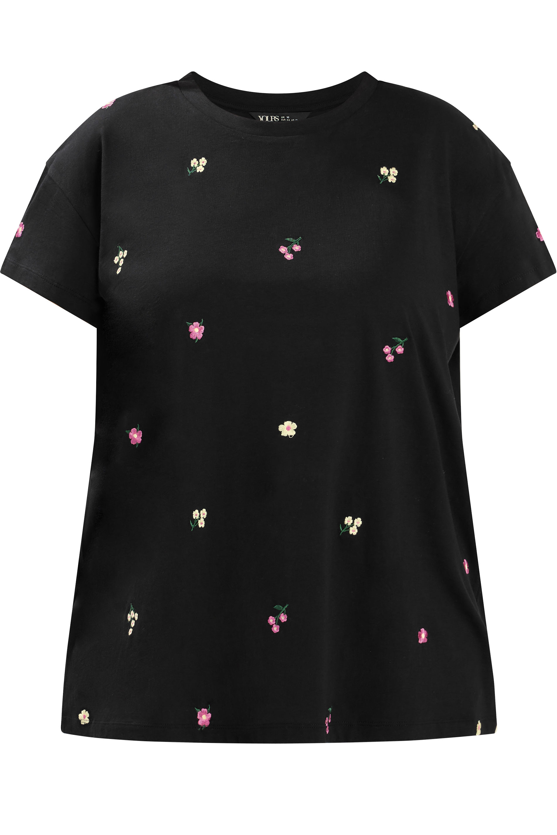 YOURS Plus Size Black Embroidery Blossom T-Shirt | Yours Clothing 5