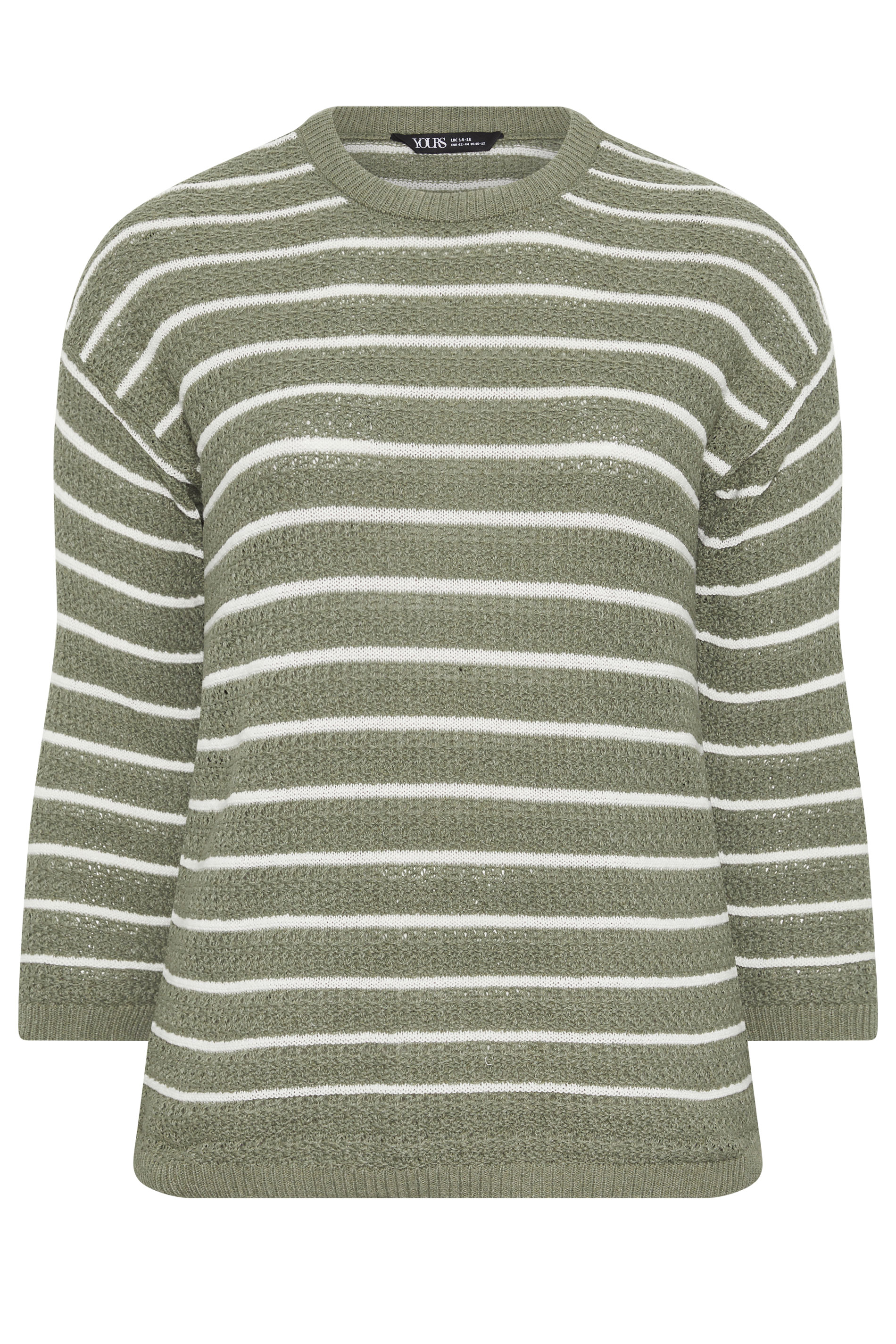 YOURS Plus Size Green Stripe Knitted Jumper | Yours Clothing 5