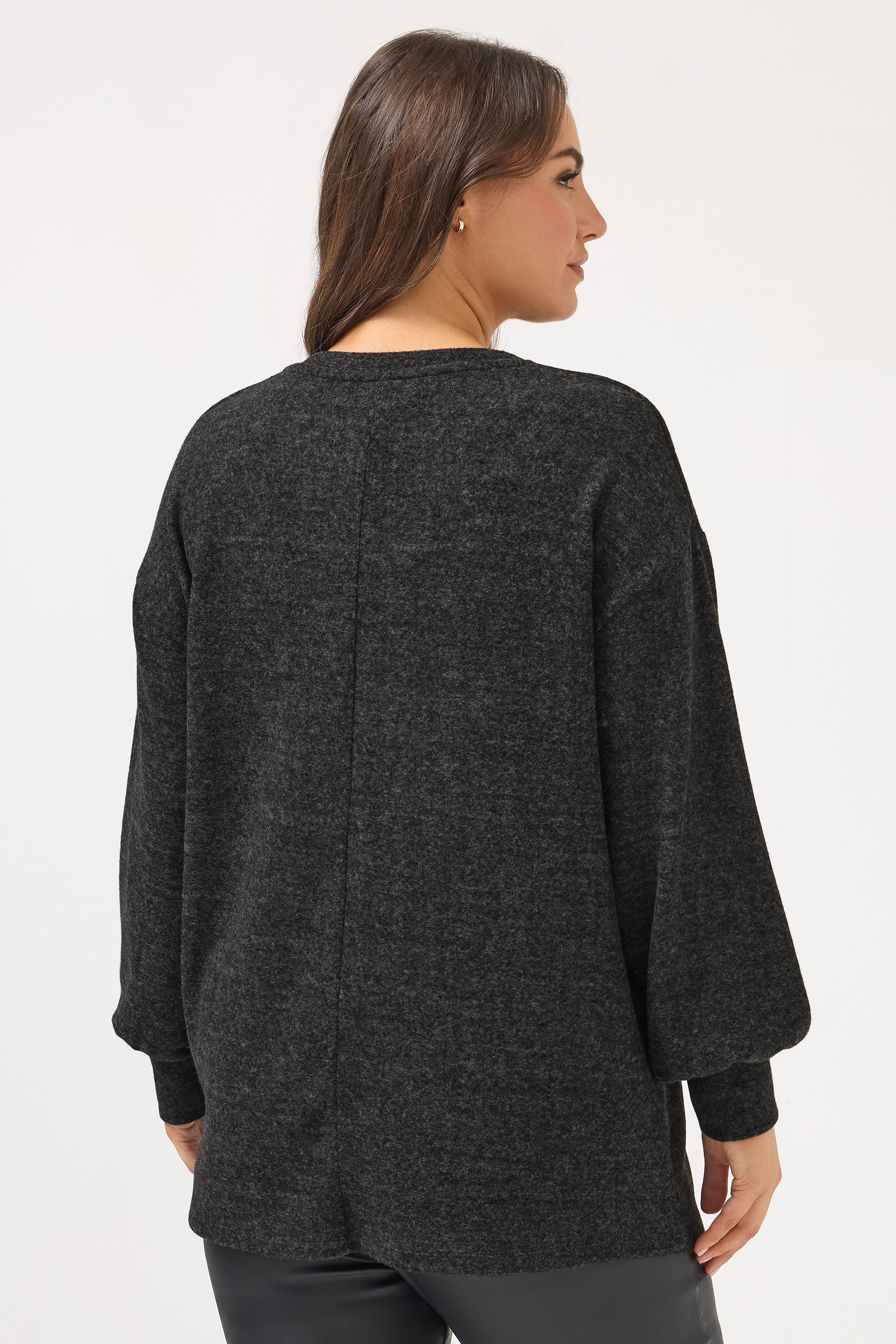 YOURS Plus Size Charcoal Grey Studded Jumper | Yours Clothing 2