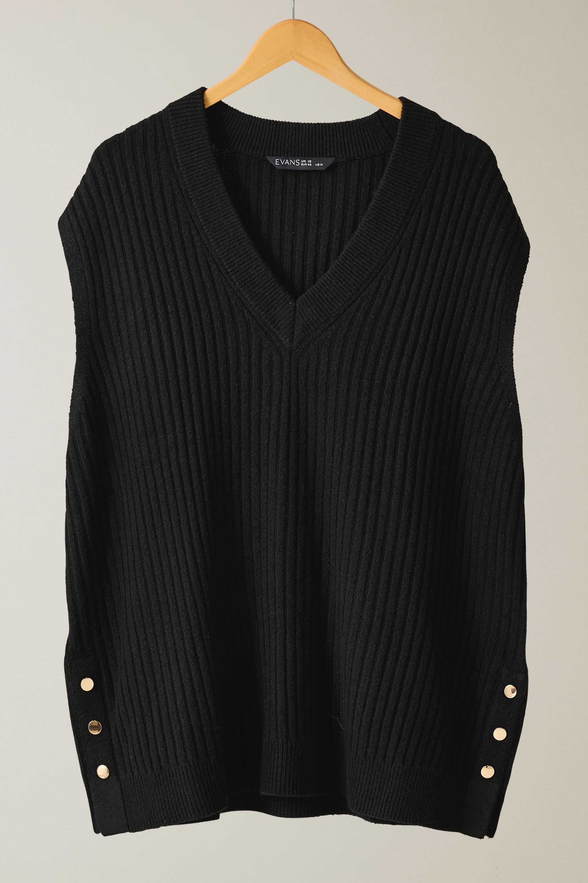 EVANS Plus Size Black Button Detail Knitted Vest | Evans  6