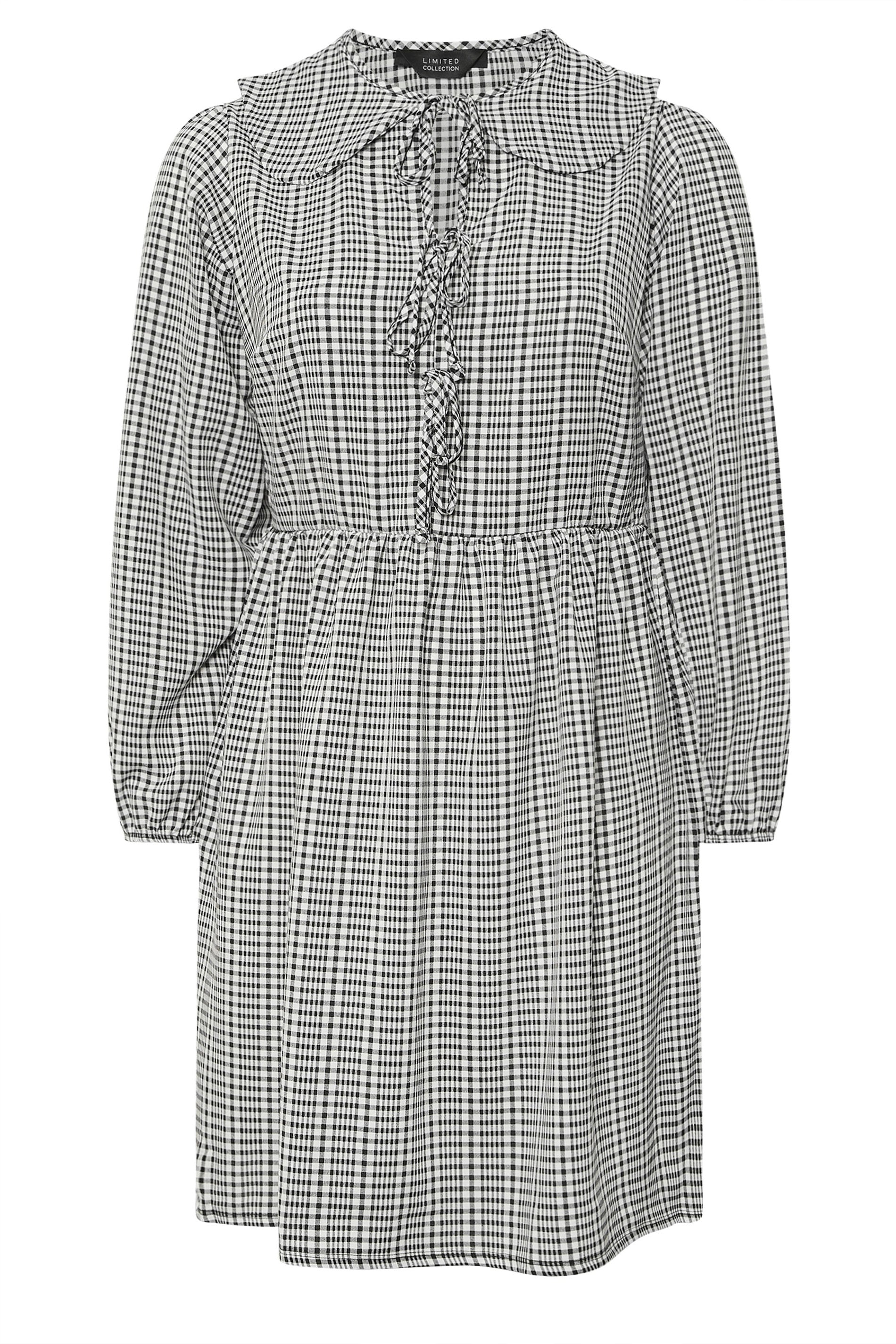 LIMITED COLLECTION Plus Size Black & White Gingham Collared Dress | Yours Clothing 5
