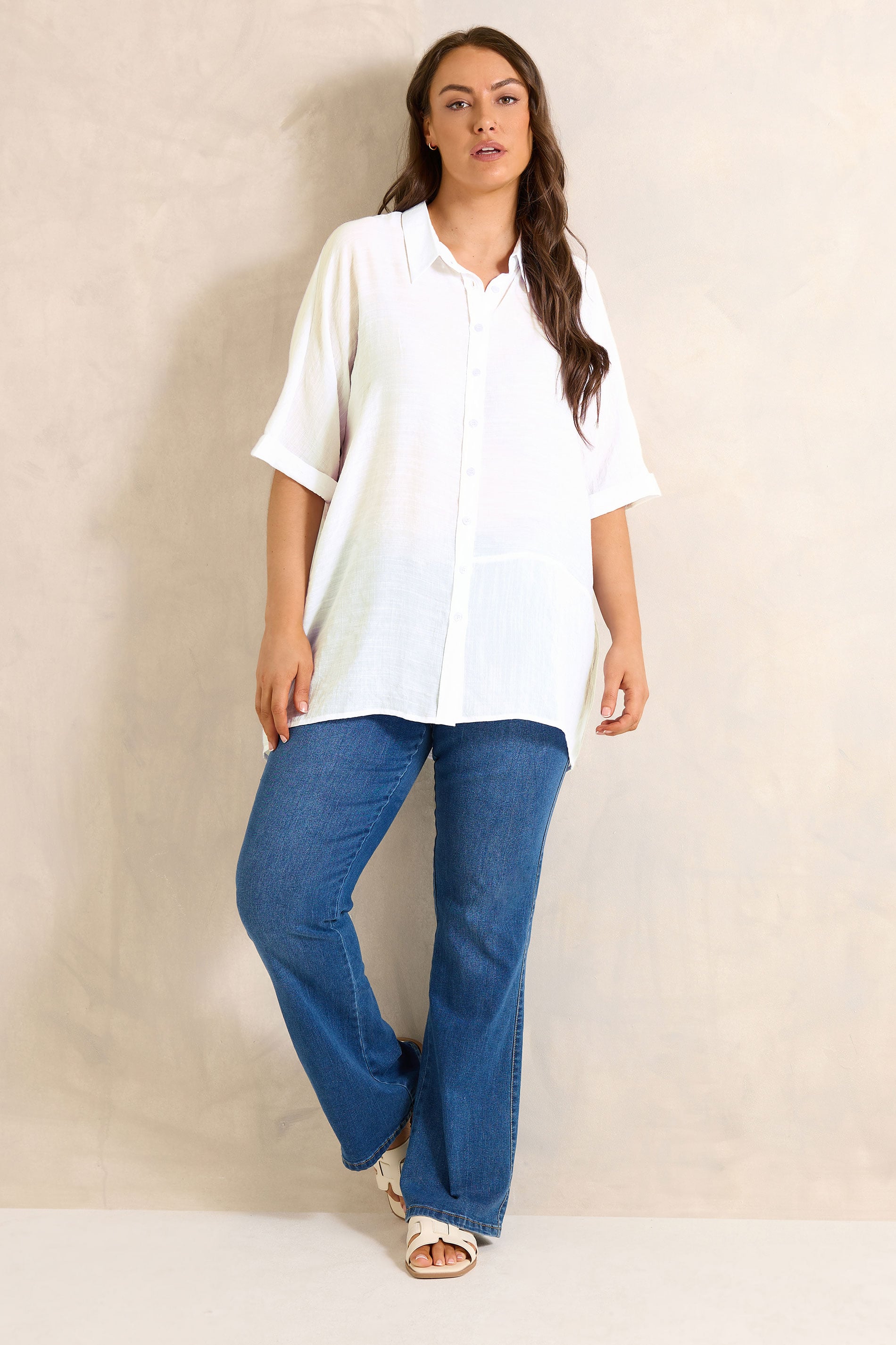 EVANS Plus Size White Button Through Shirt | Evans 1