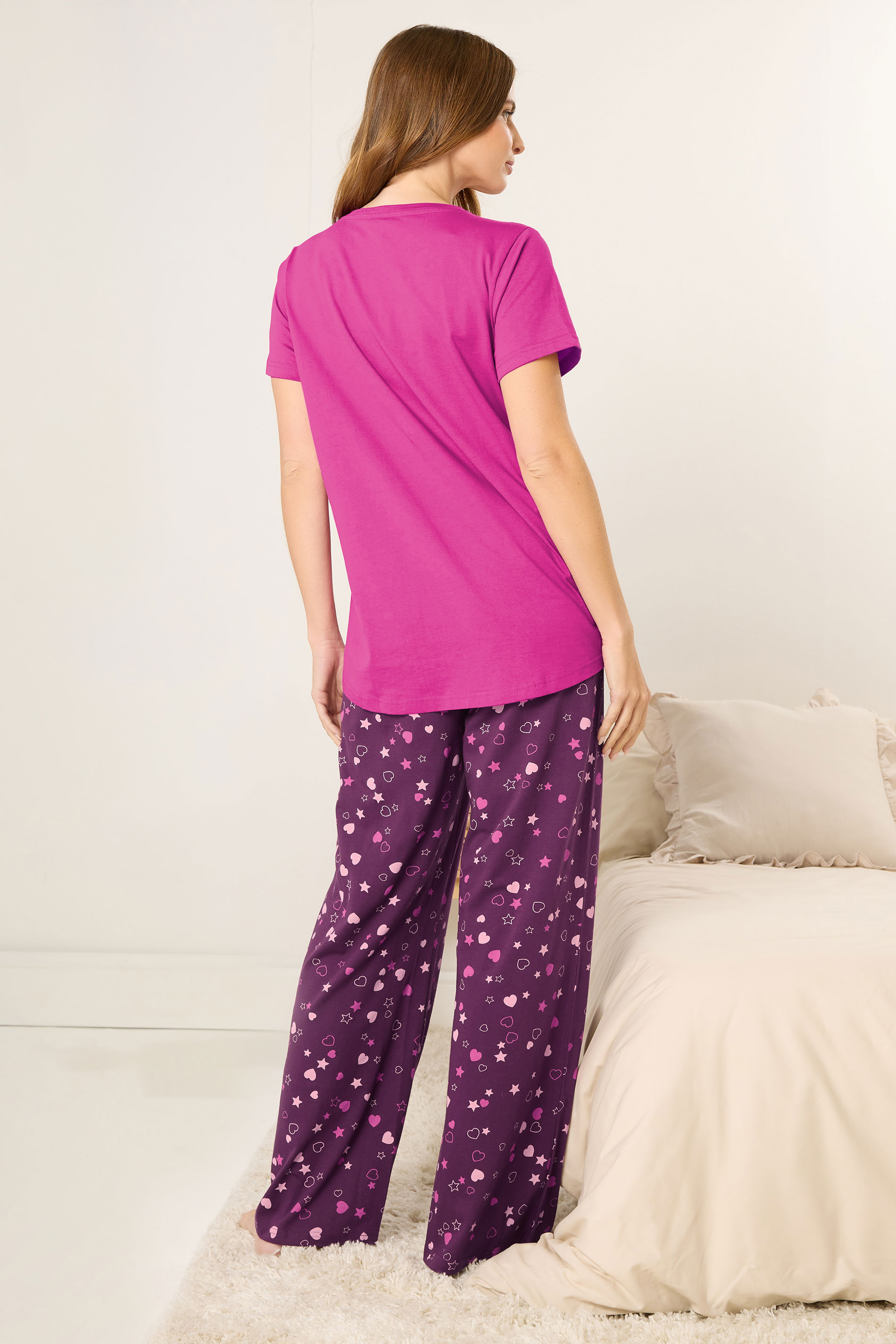 M&Co Pink 'Slow Sundays' Cotton Wide Leg Pyjama Set | M&Co 4