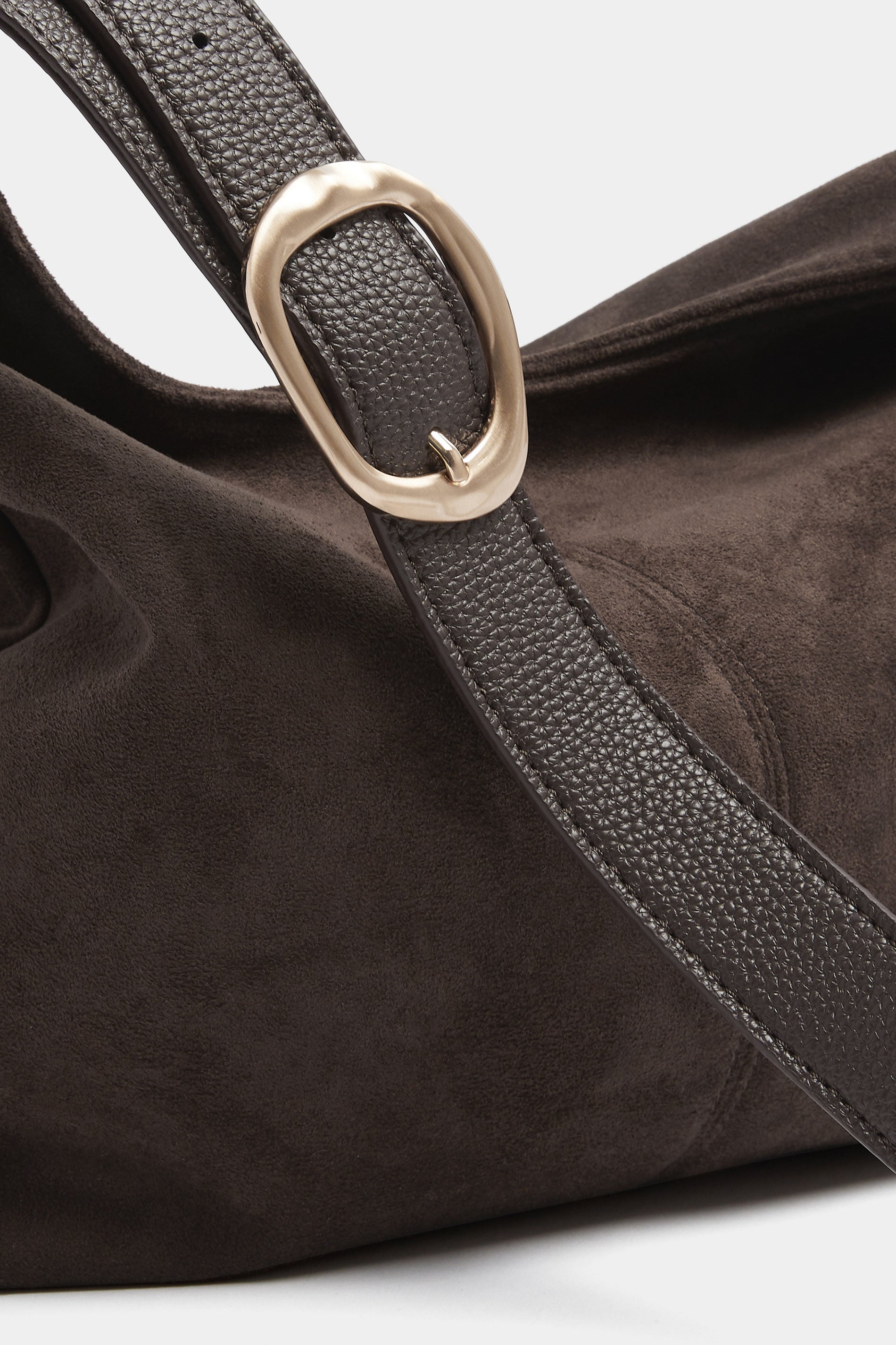 Chocolate Brown Brown Faux Suede Shoulder Bag | Yours Clothing 4