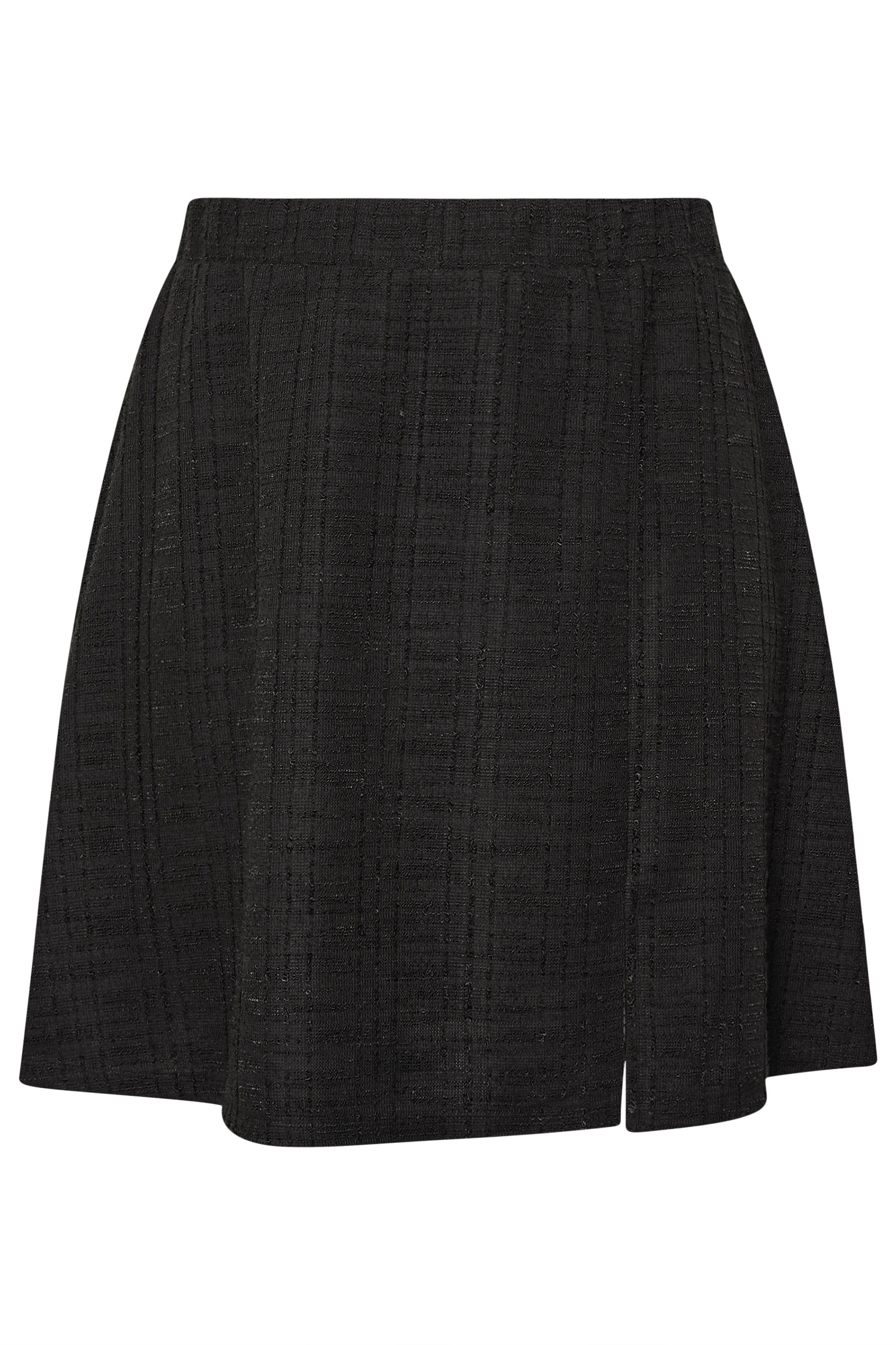 YOURS Plus Size Black Boucle Mini Skirt | Yours Clothing 6