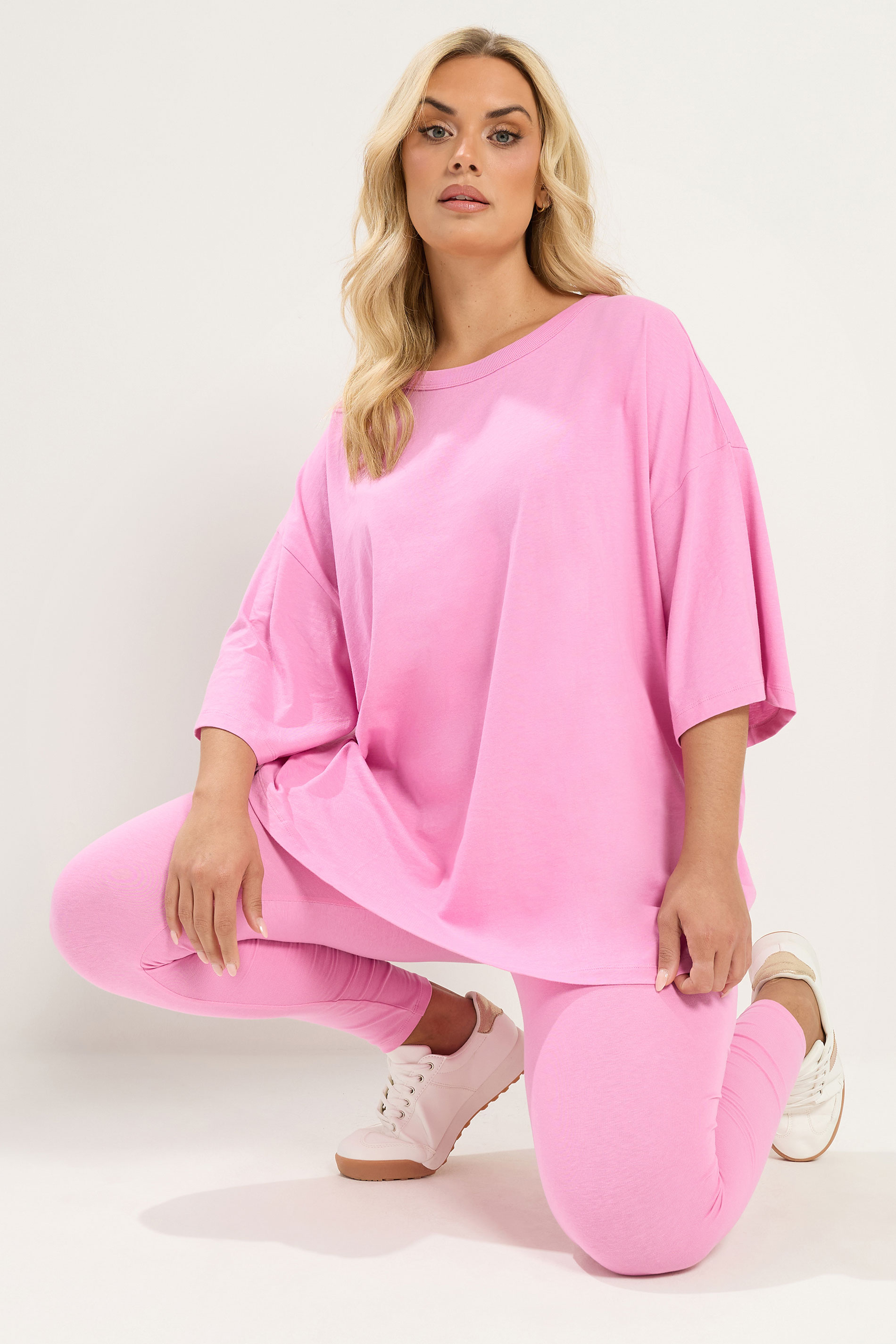 YOURS Plus Size Pink Oversized Boxy T-Shirt | Yours Clothing 1