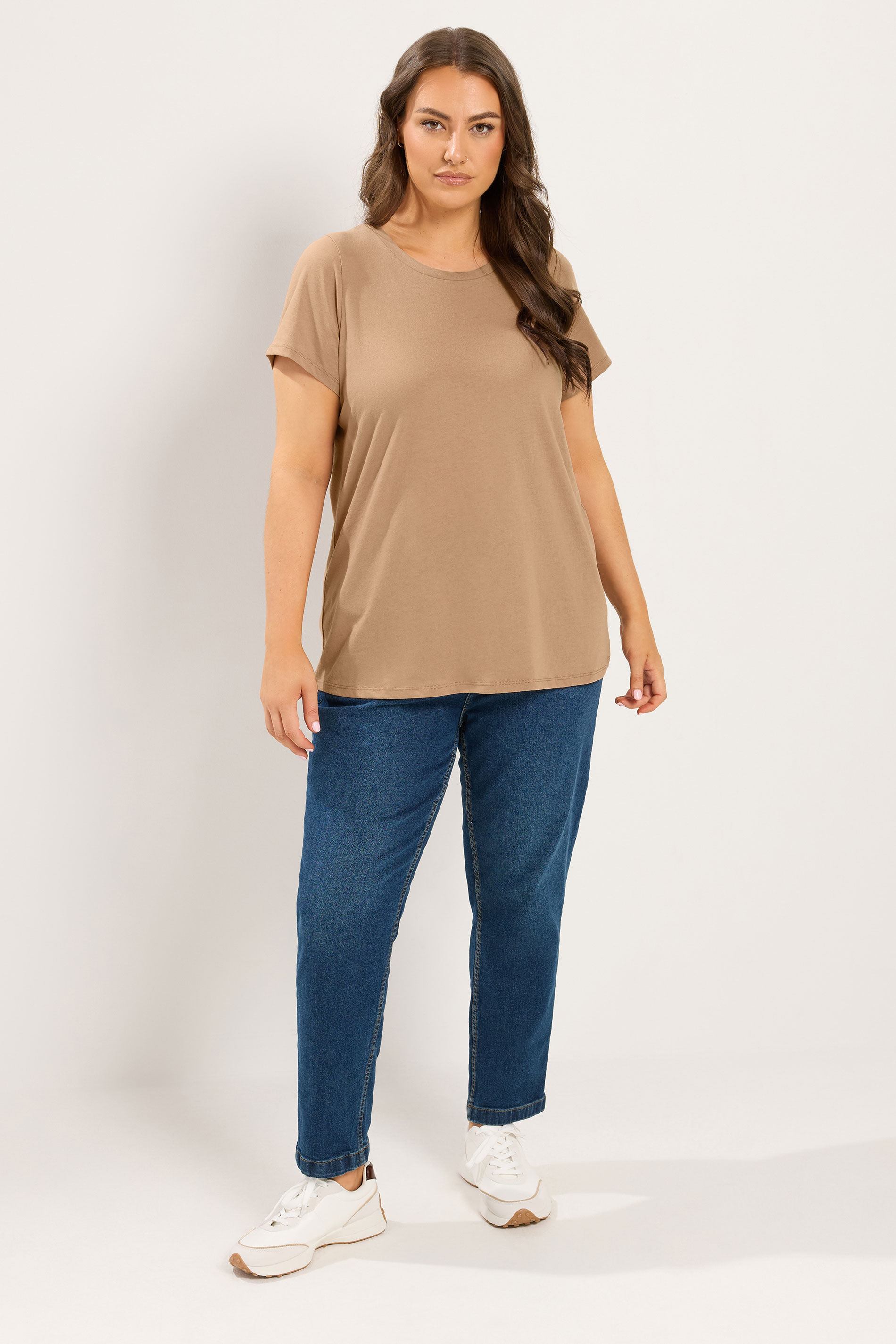 YOURS Plus Size Natural Brown Core Basic T-Shirt | Yours Clothing 1