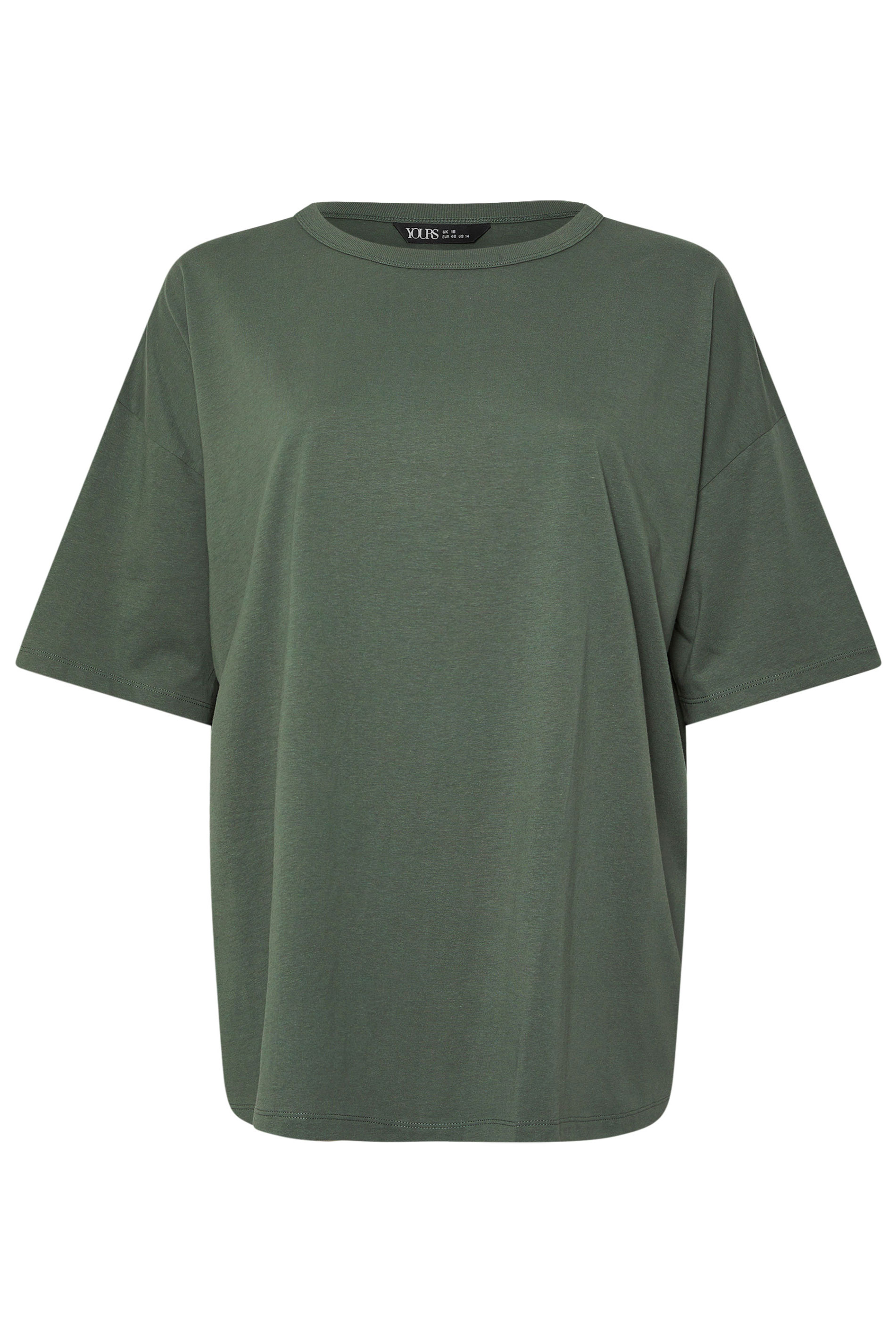 Plus Size Khaki Green Oversized Boxy T-Shirt | Yours Clothing 5