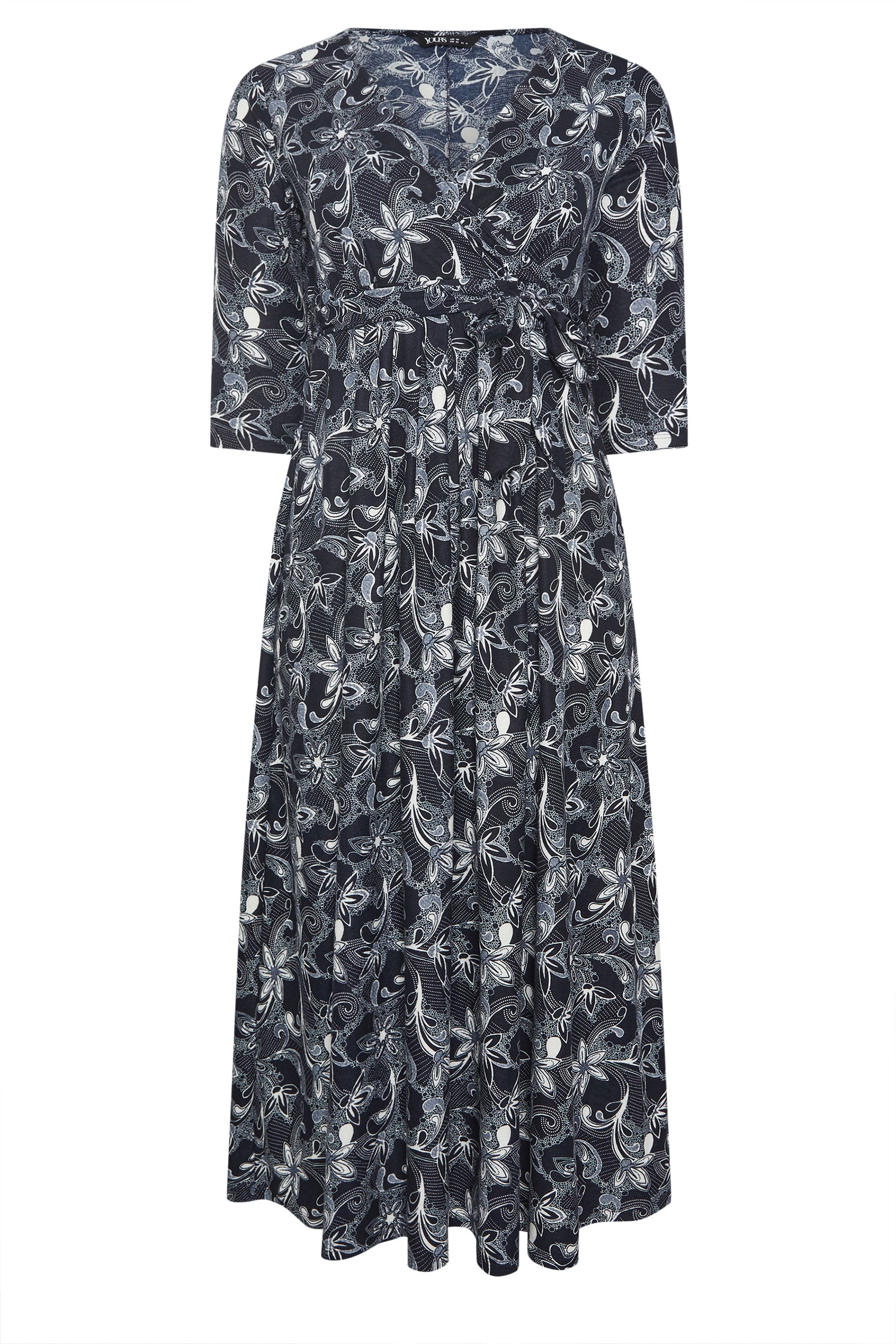 YOURS Plus Size Navy Blue Soft Touch Paisley Wrap Dress | Yours Clothing 5