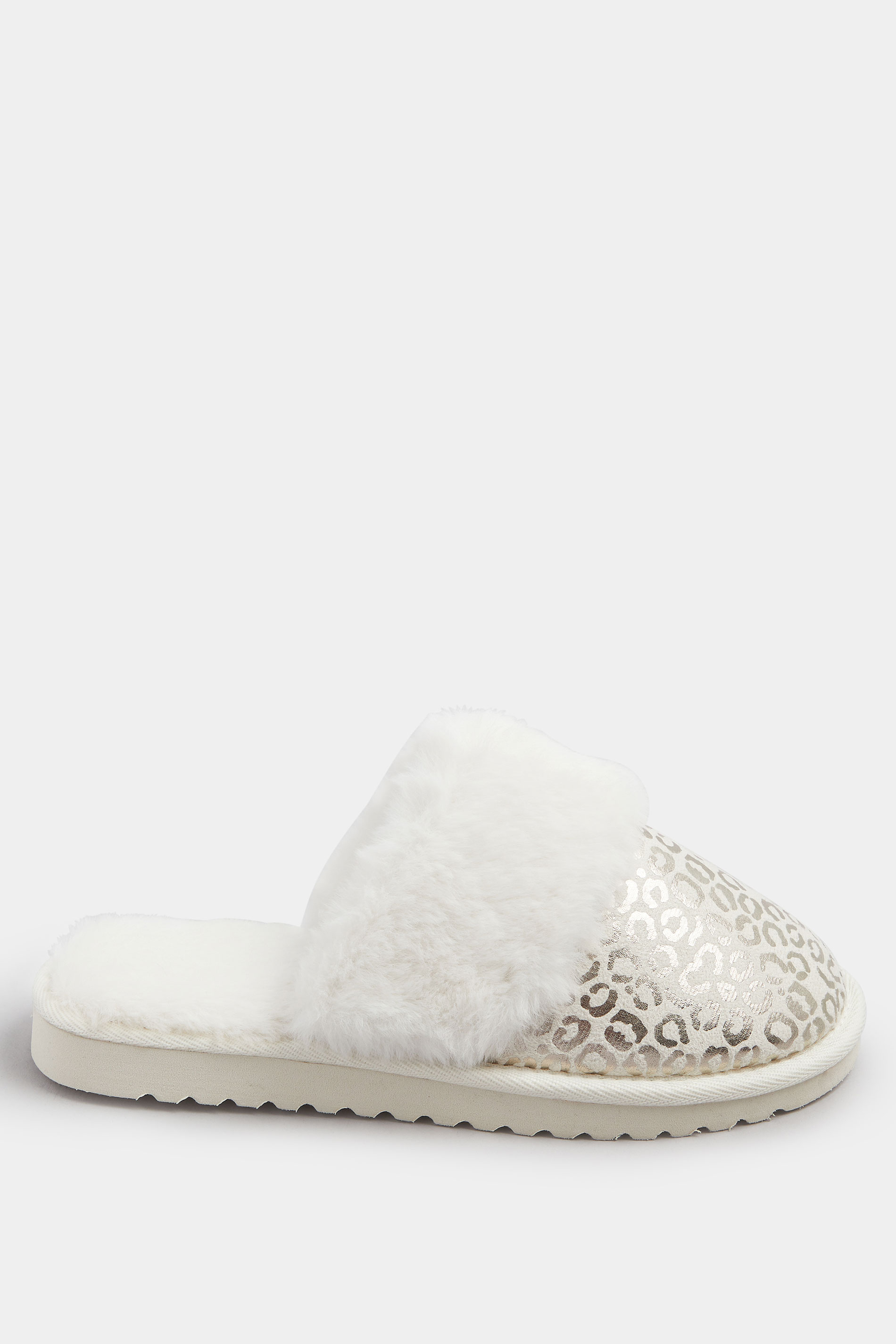 Gold Metallic Leopard Print Slippers | Yours Clothing 2