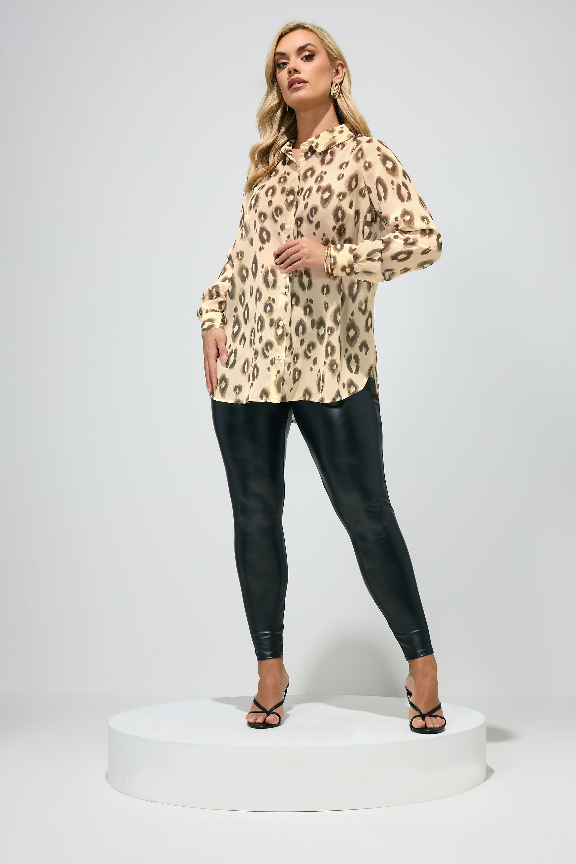 YOURS LONDON Plus Size Natural Brown Watercolour Animal Shirt | Yours Clothing 1