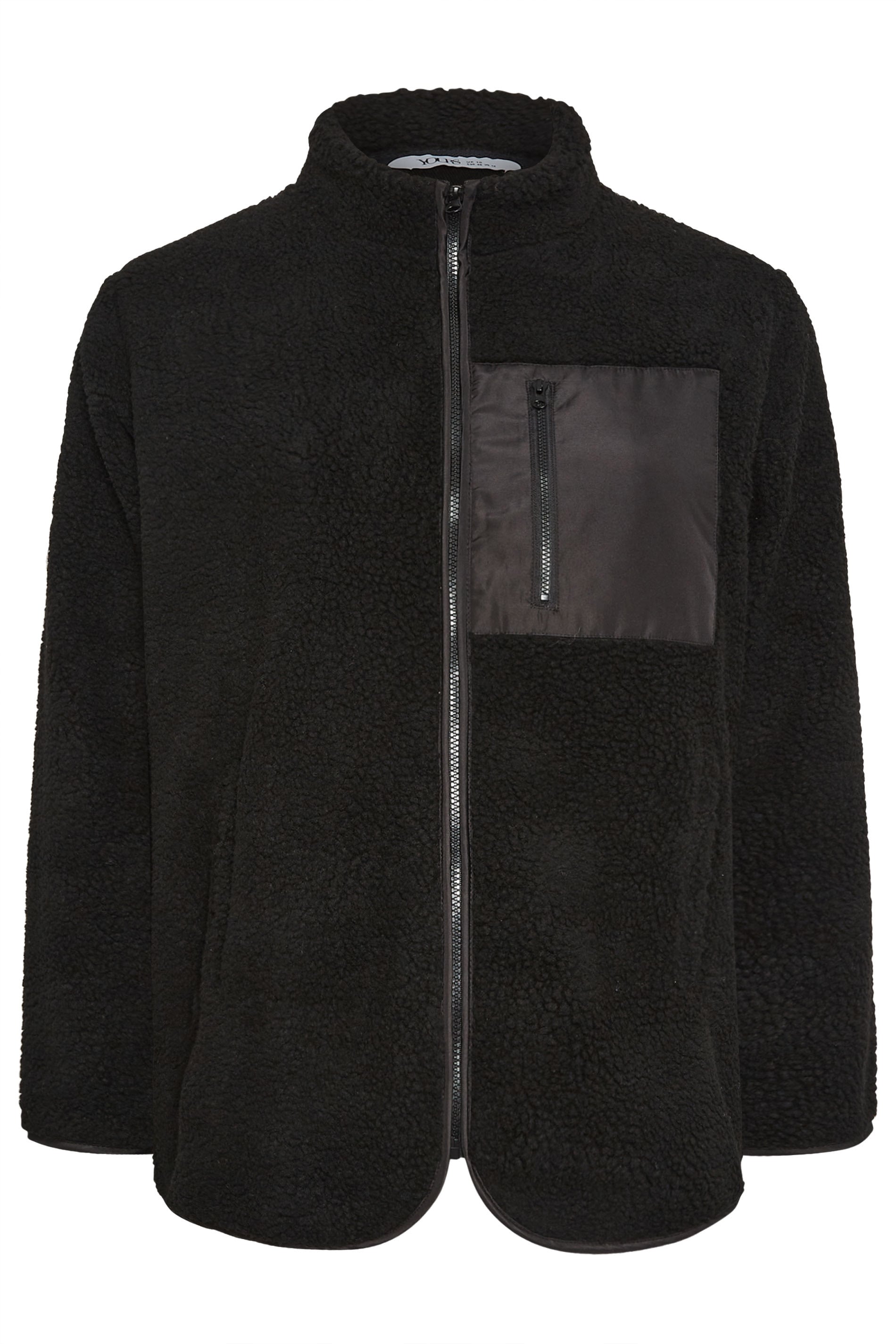 YOURS Plus Size Black Pocket Fleece Jacket | Yours Clothing 6