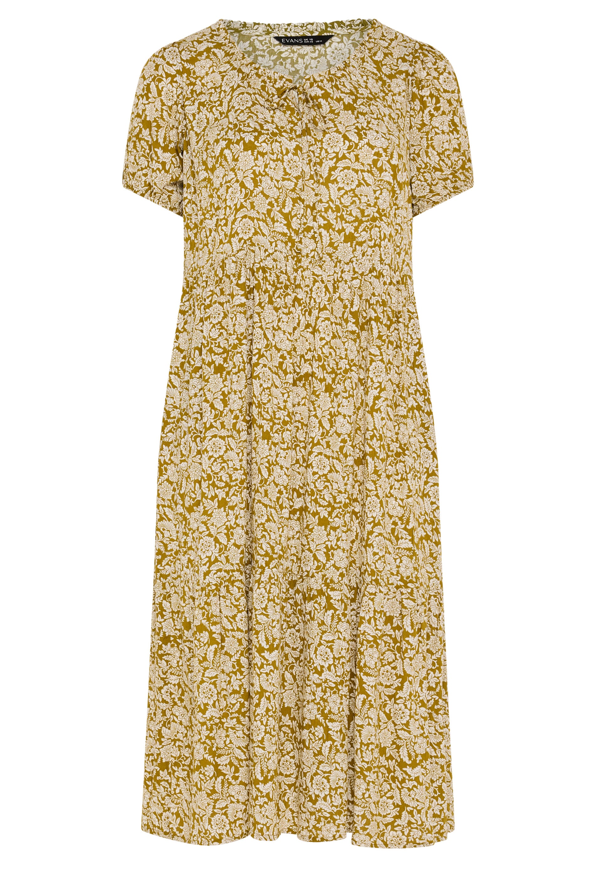 EVANS Curve Green Ditsy Floral Dress | Evans 5
