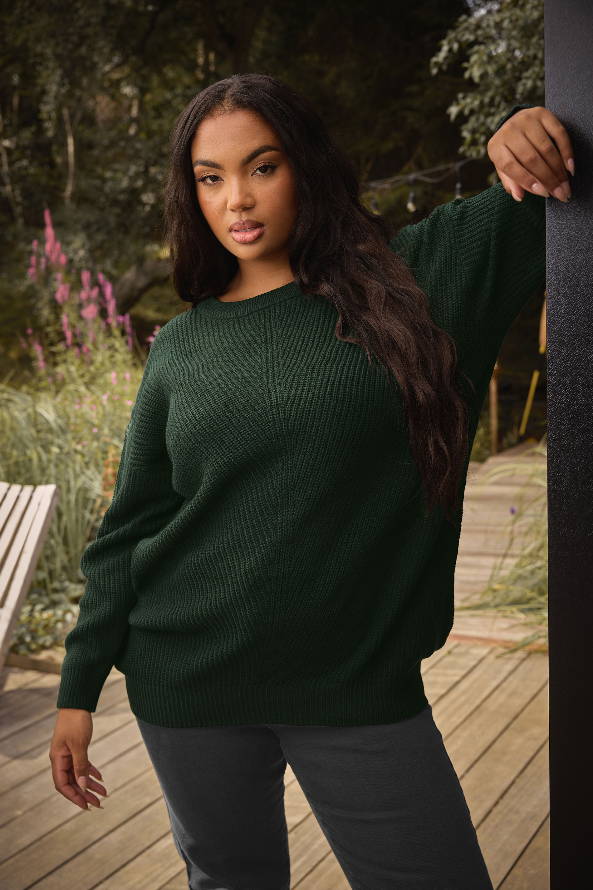 YOURS Plus Size Dark Green Essential Knitted Jumper | Yours Clothing 6