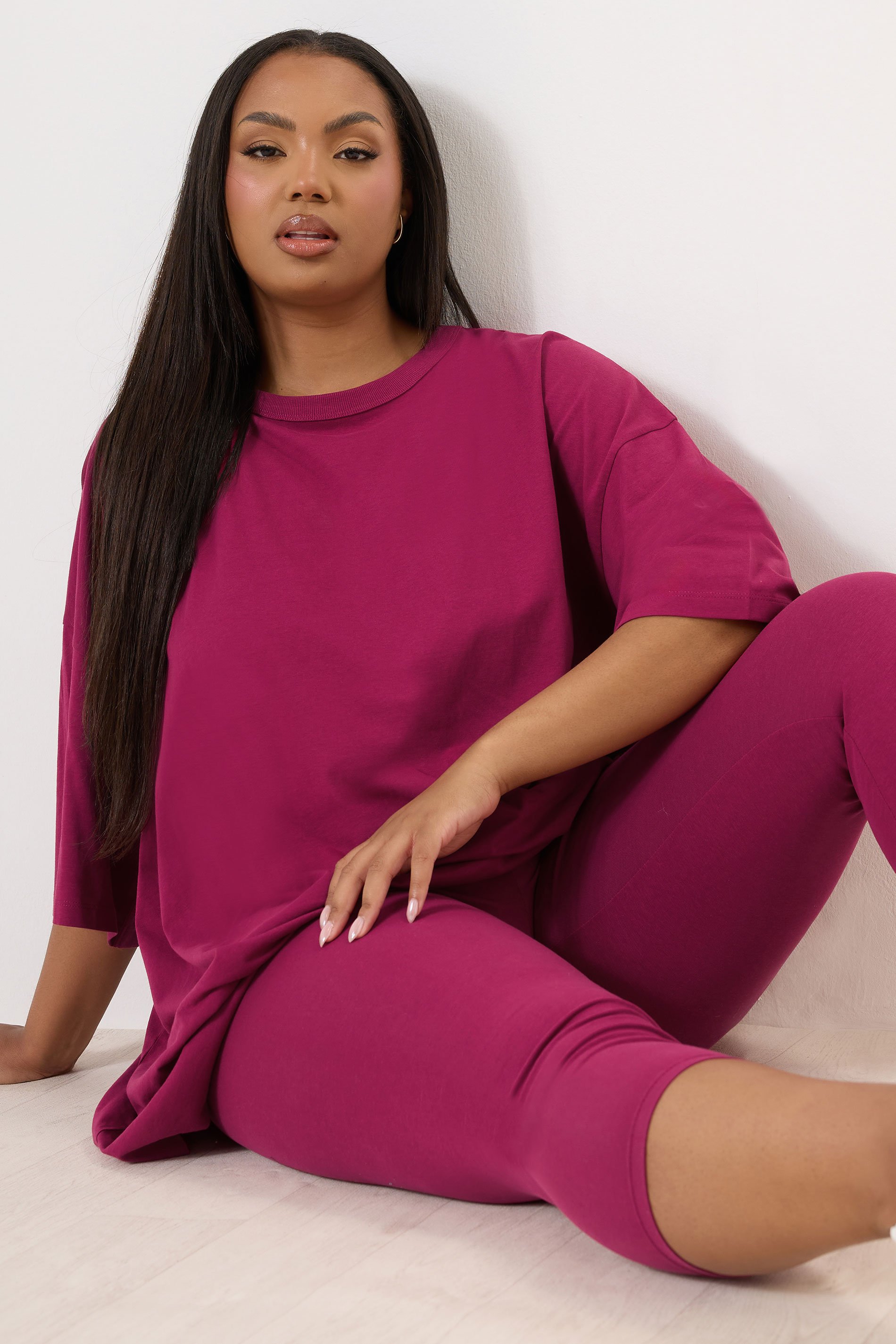 YOURS Plus Size Berry Red Cropped Leggings | Yours Clothing 4