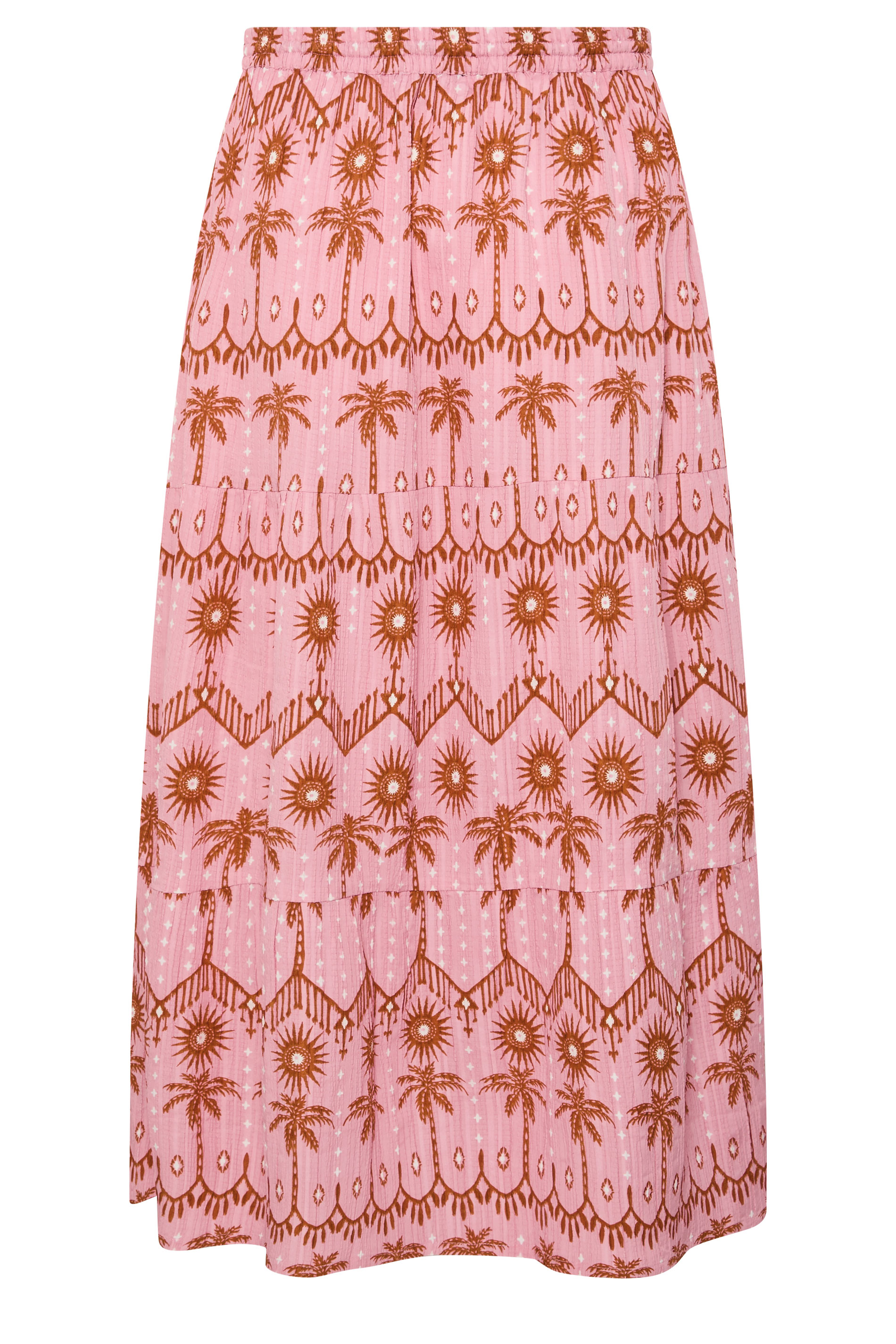 YOURS Plus Size Pink Palm Tree Printed Skirt | Yours Clothing 6