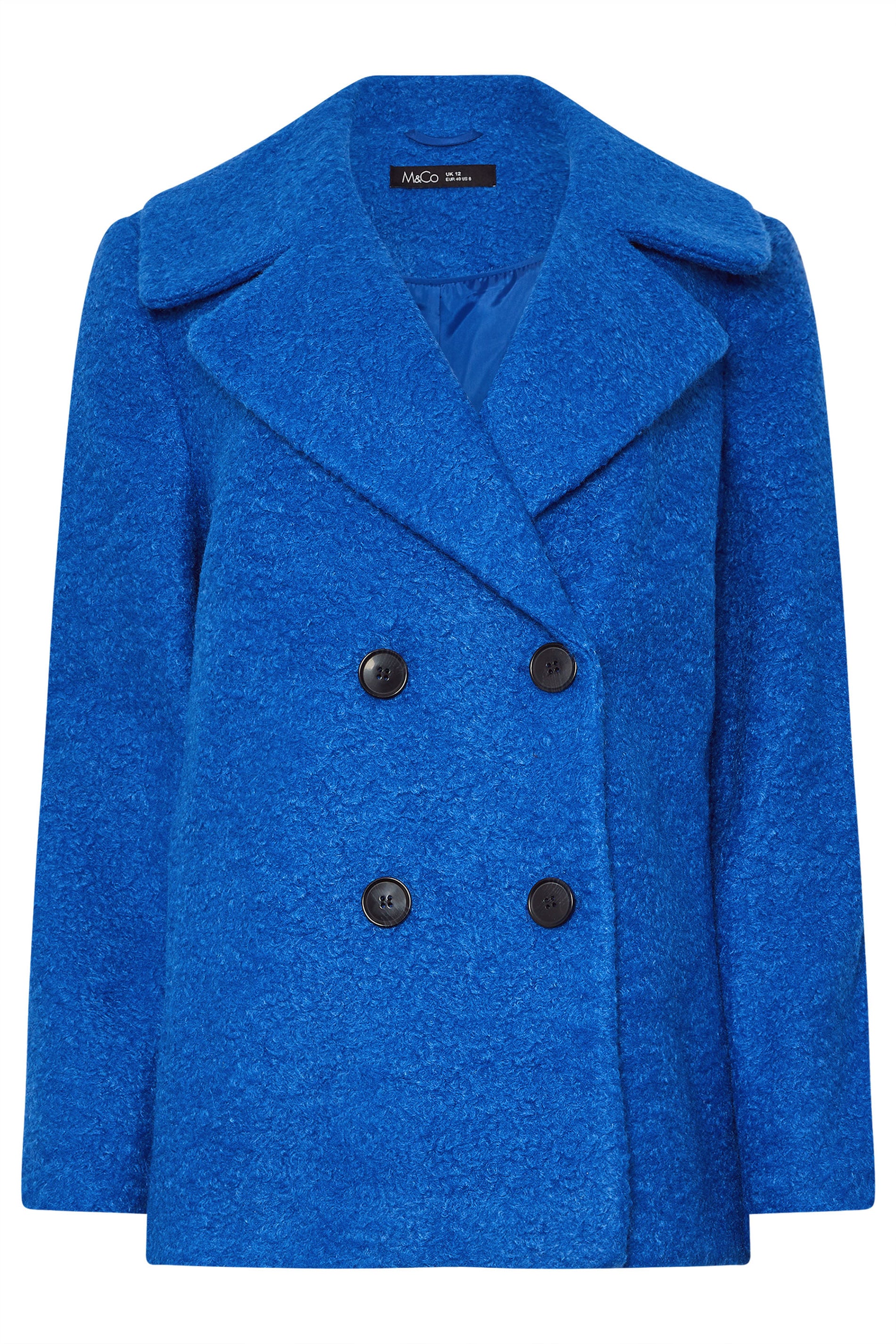 M&Co Coalt Blue Double Breasted Boucle Jacket | M&Co 6