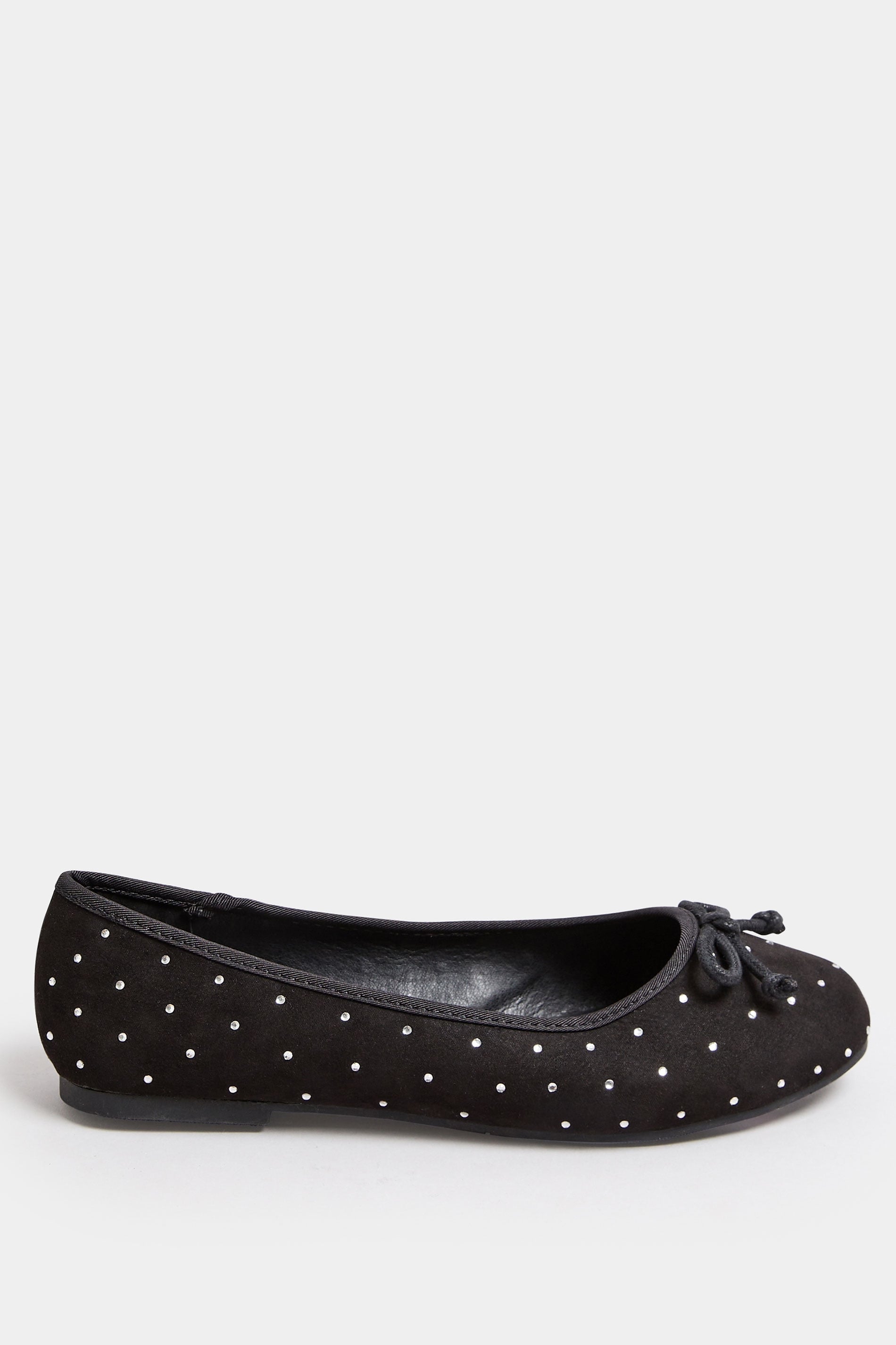 Diamante Detail Ballet Pumps In Extra Wide EEE Fit 2