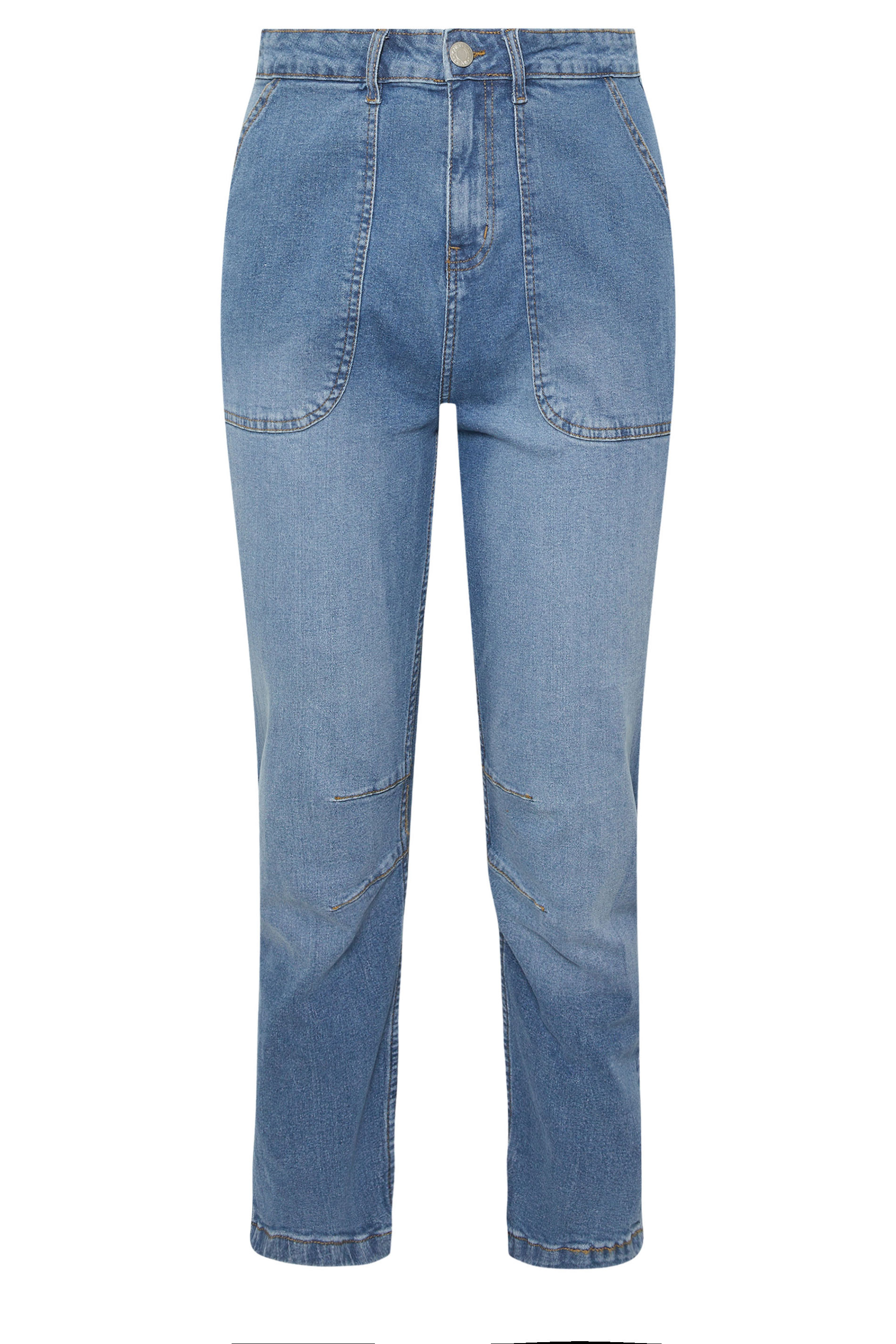 YOURS Plus Size Mid Blue Slim Barrel Jeans | Yours Clothing 5