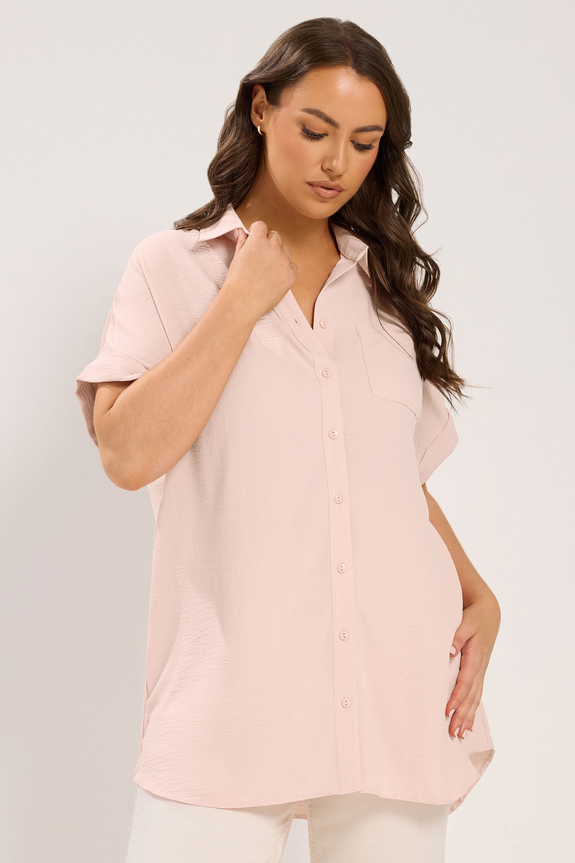 YOURS Plus Size Pink Grown On Sleeve Shirt | Yours Clothing 3
