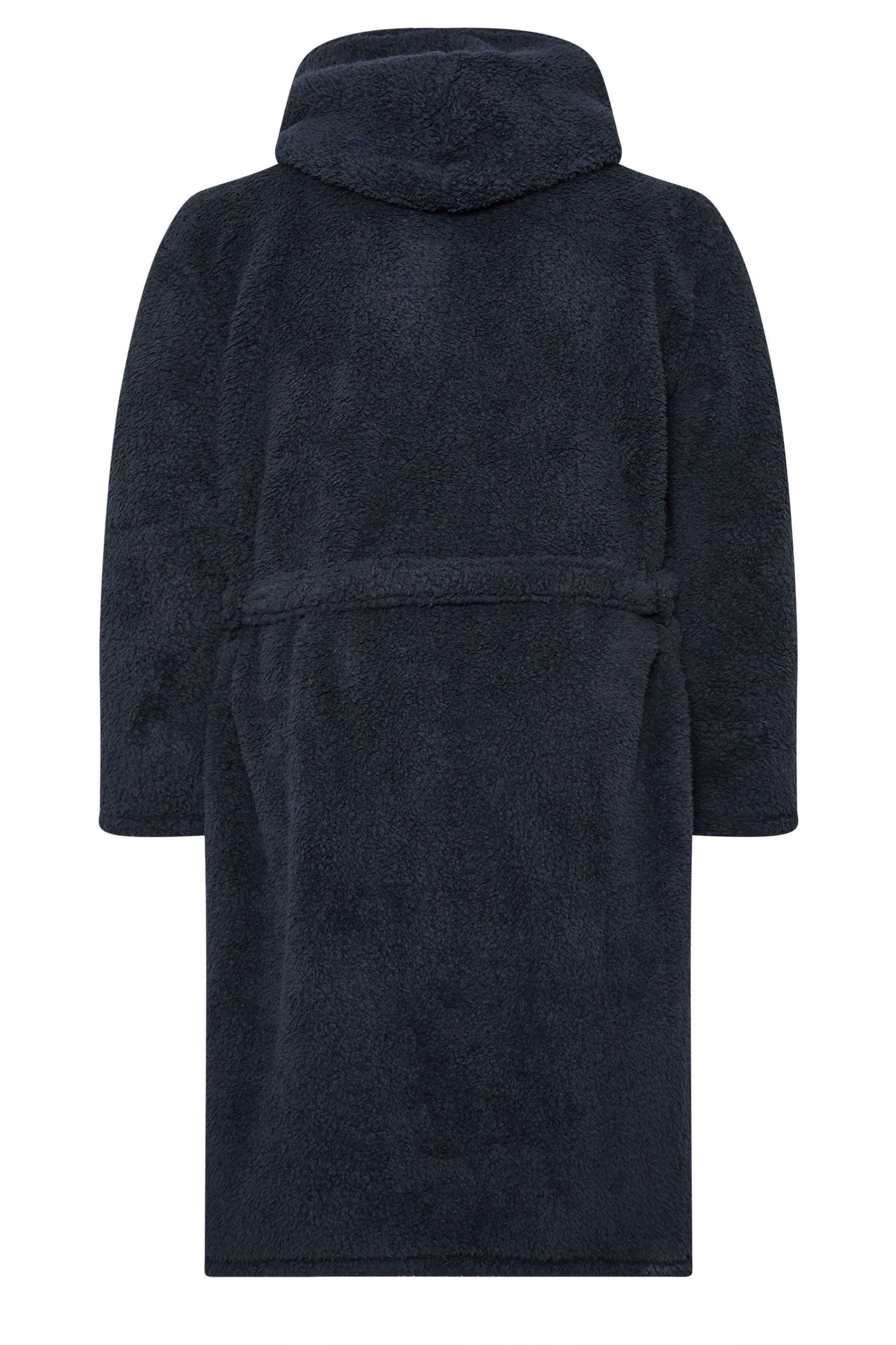 BadRhino Big & Tall Navy Blue Super Soft Borg Dressing Gown | BadRhino 7