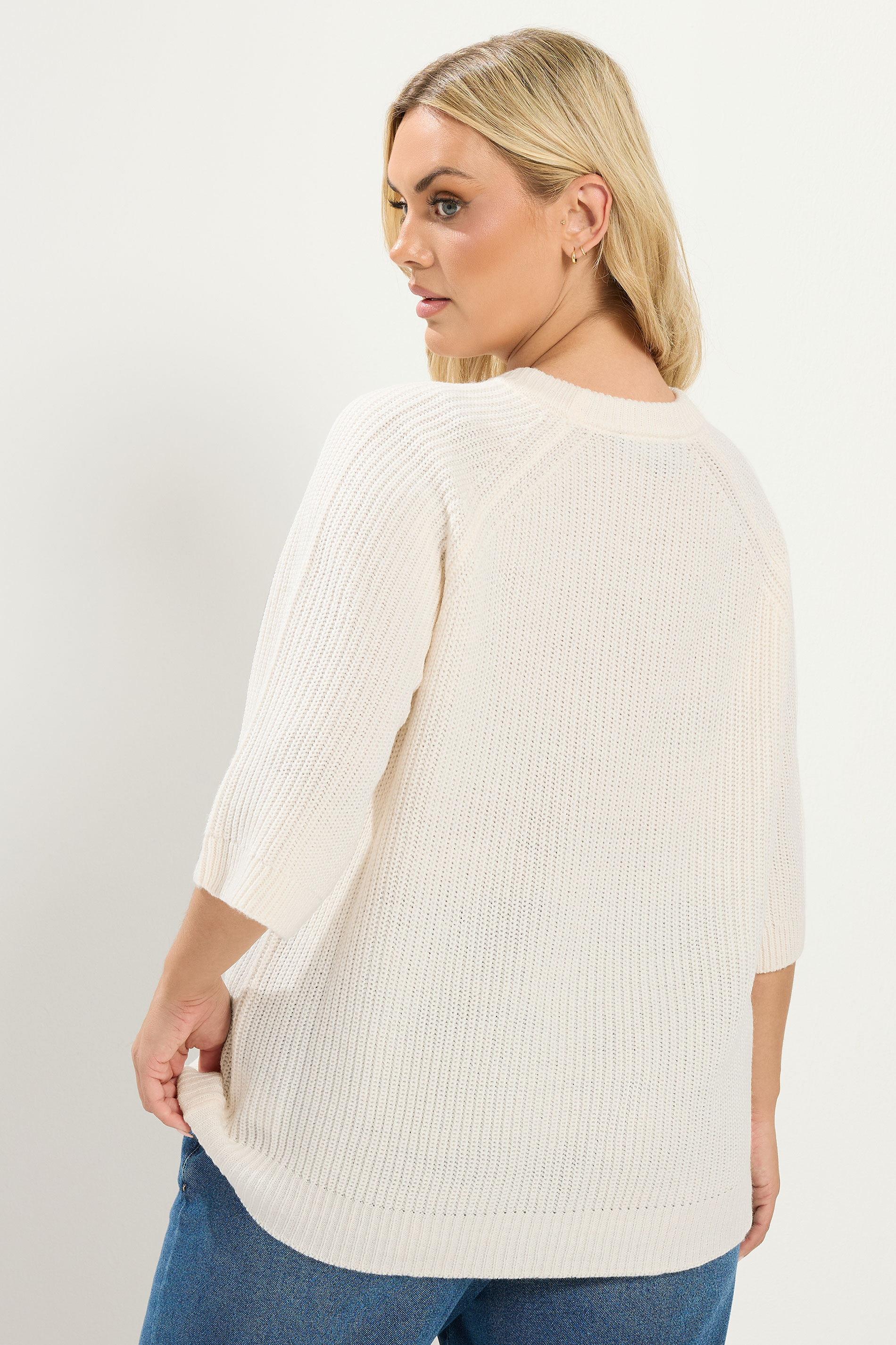 YOURS Plus Size Ivory White Knitted Jumper | Yours Clothing 4