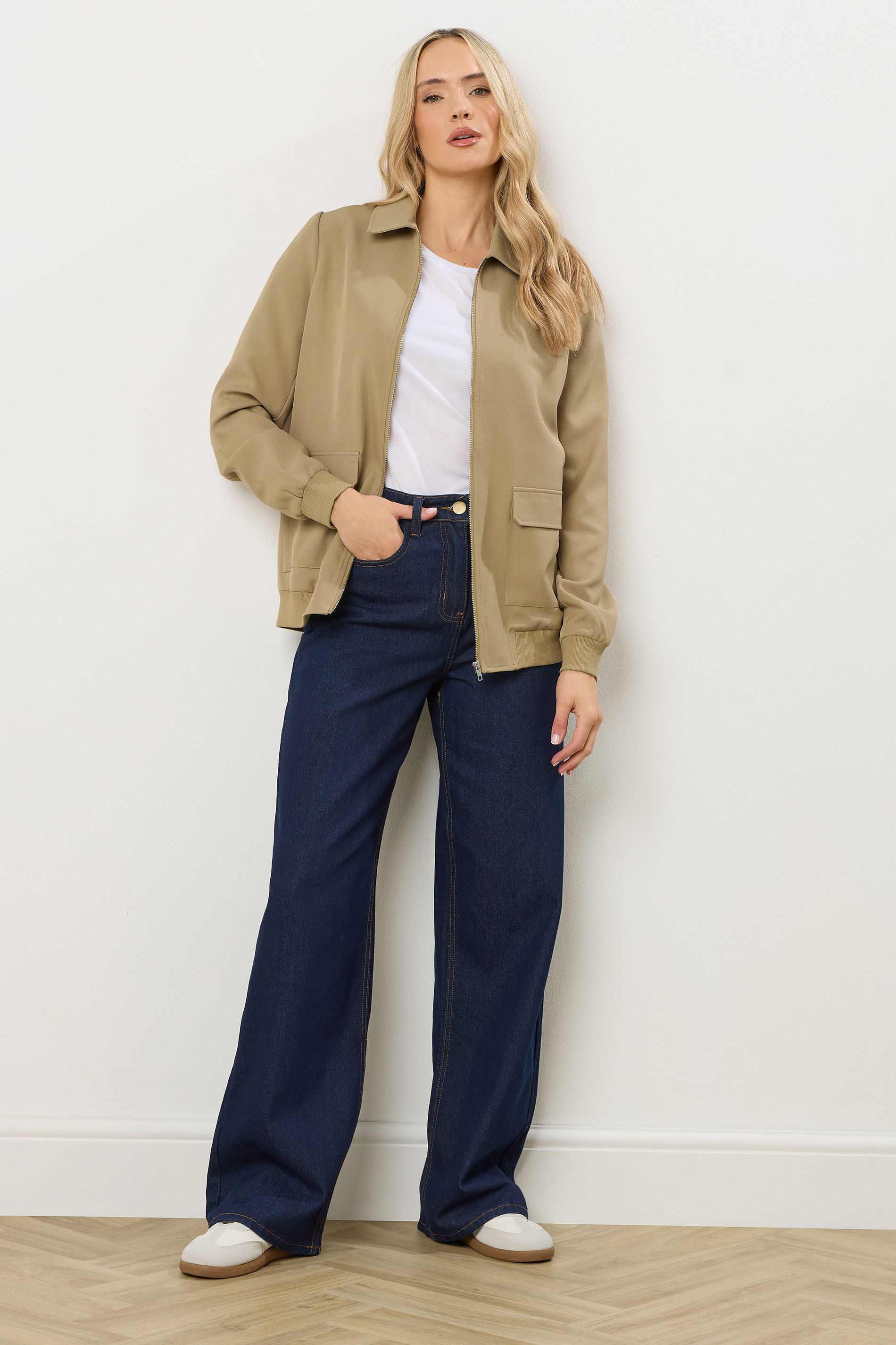 LTS Tall Stone Brown Pocket Bomber Jacket | Long Tall Sally 2