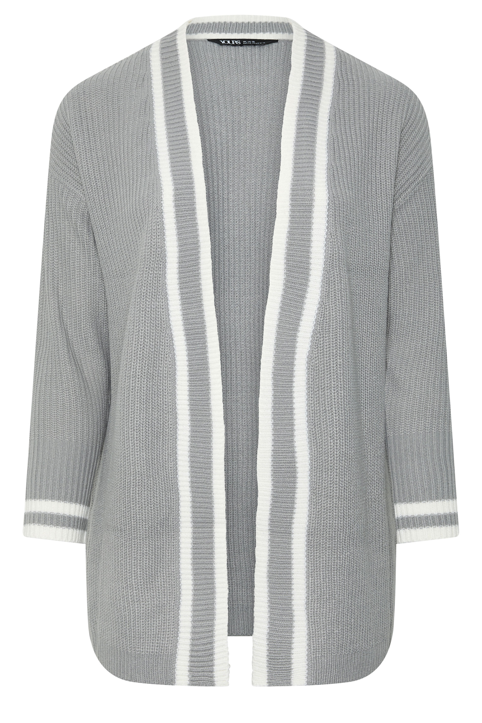 YOURS Plus Size Grey Contrast Edge Cardigan | Yours Clothing 1