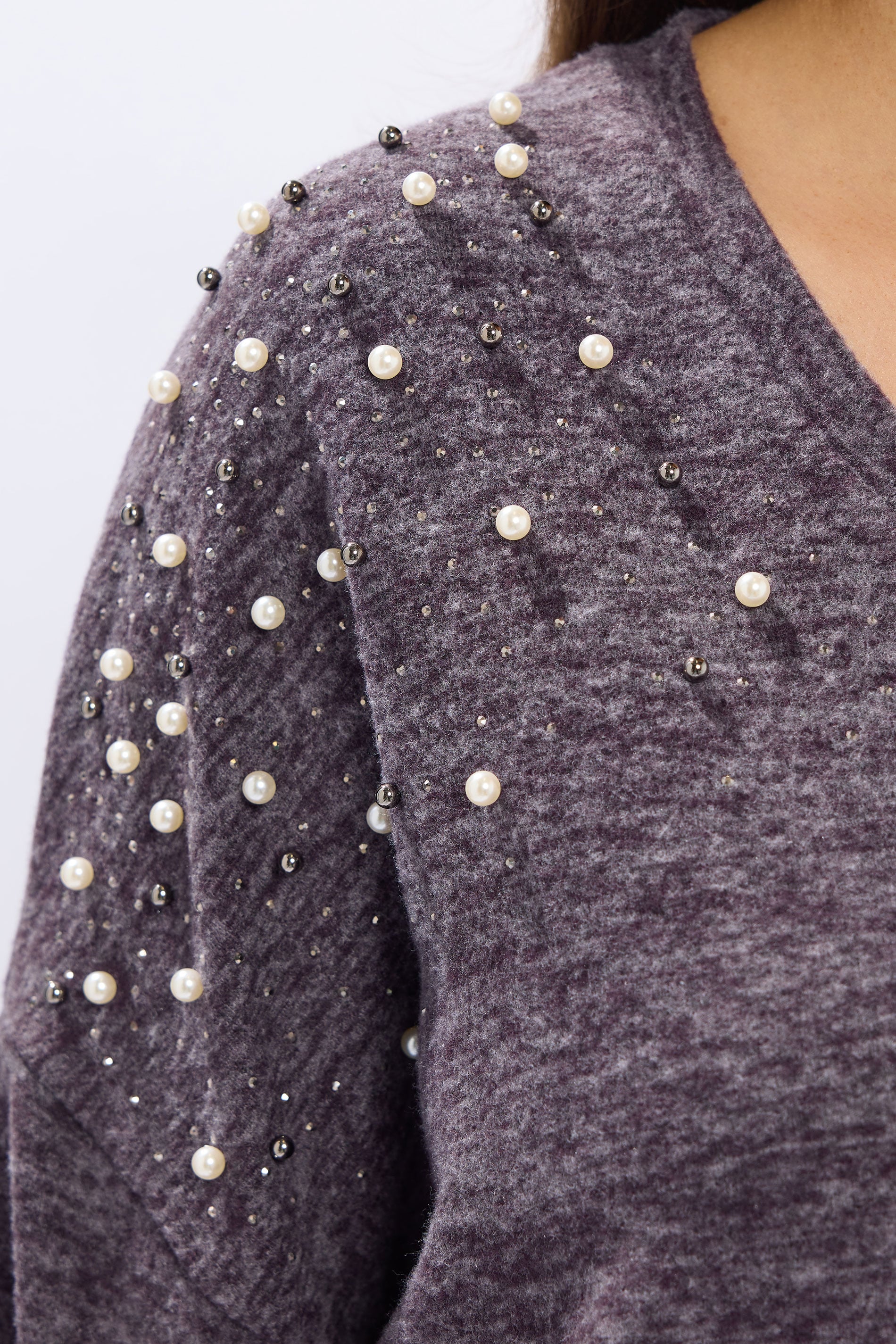 YOURS Plus Size Purple Pearl Embellished Drop Shoulder Jumper | Yours Clothing 4