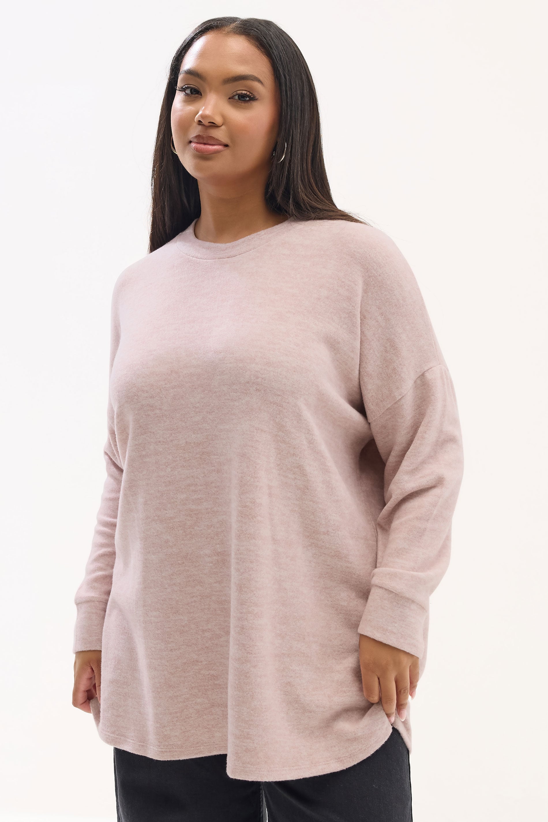 YOURS Plus Size Light Pink Soft Touch Jumper | Yours Clothing 3