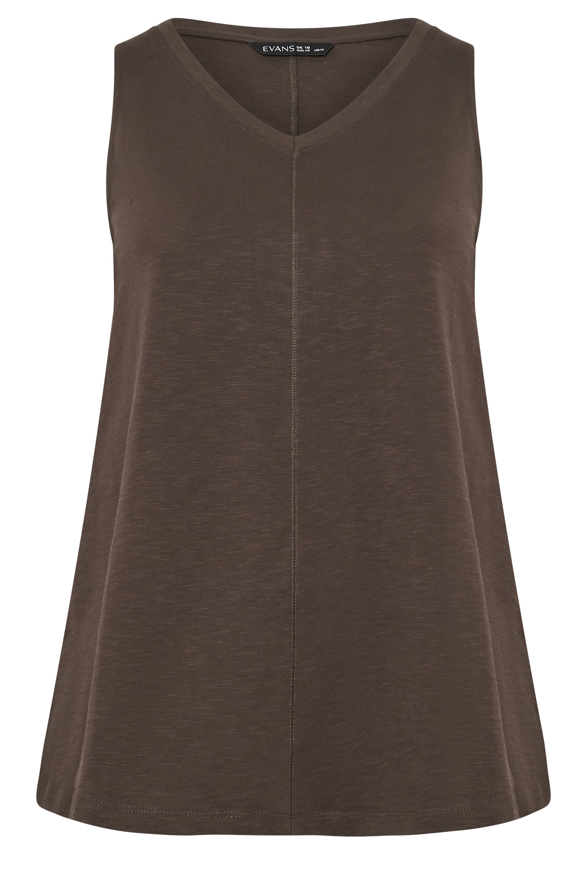 EVANS Plus Size Chocolate Brown Premium Cotton Vest Top 5