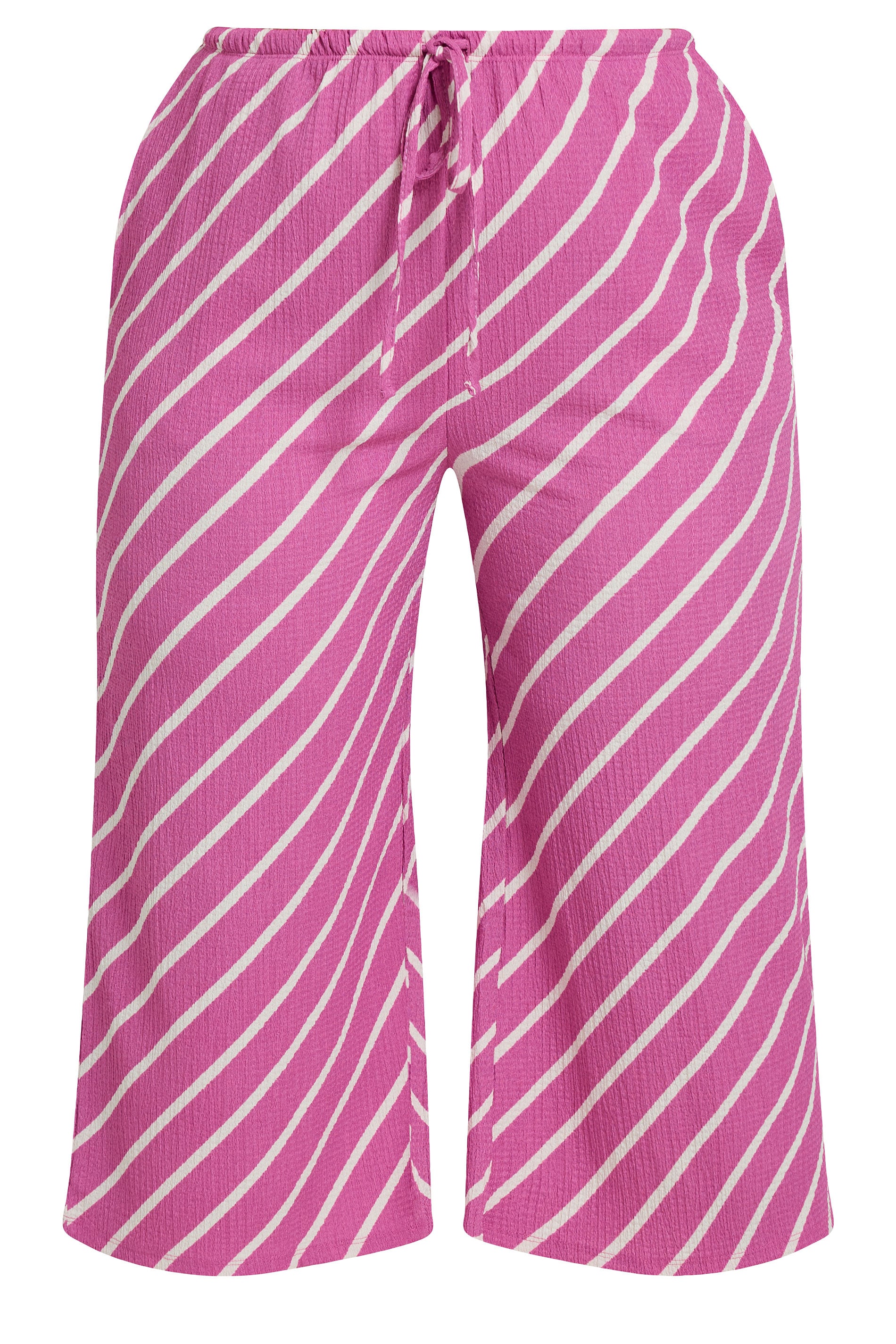 YOURS Plus Size Pink Striped Crinkle Culottes | Yours Clothing 5