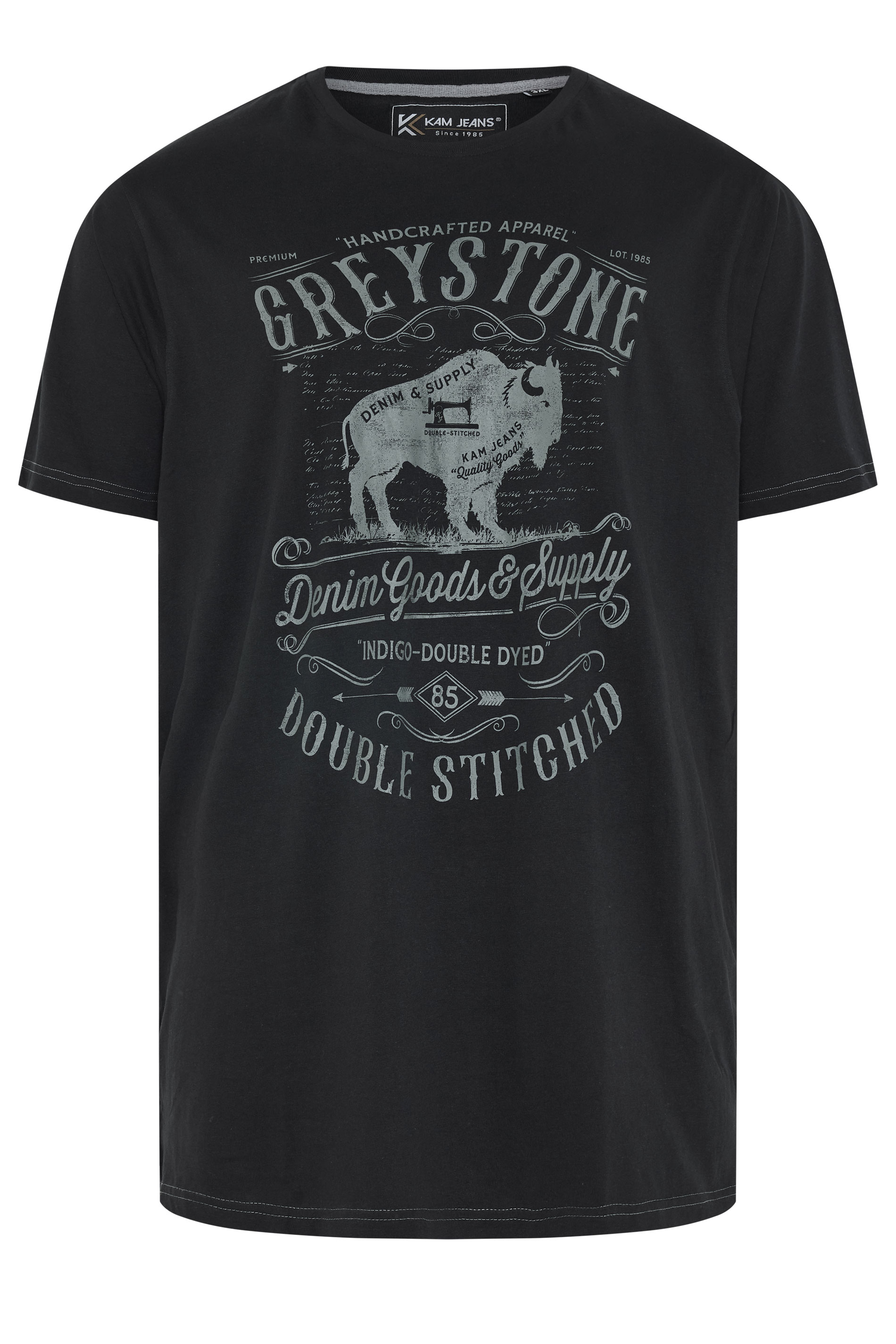 KAM Big & Tall Black 'Greystone' Graphic Print T-Shirt | BadRhino 1