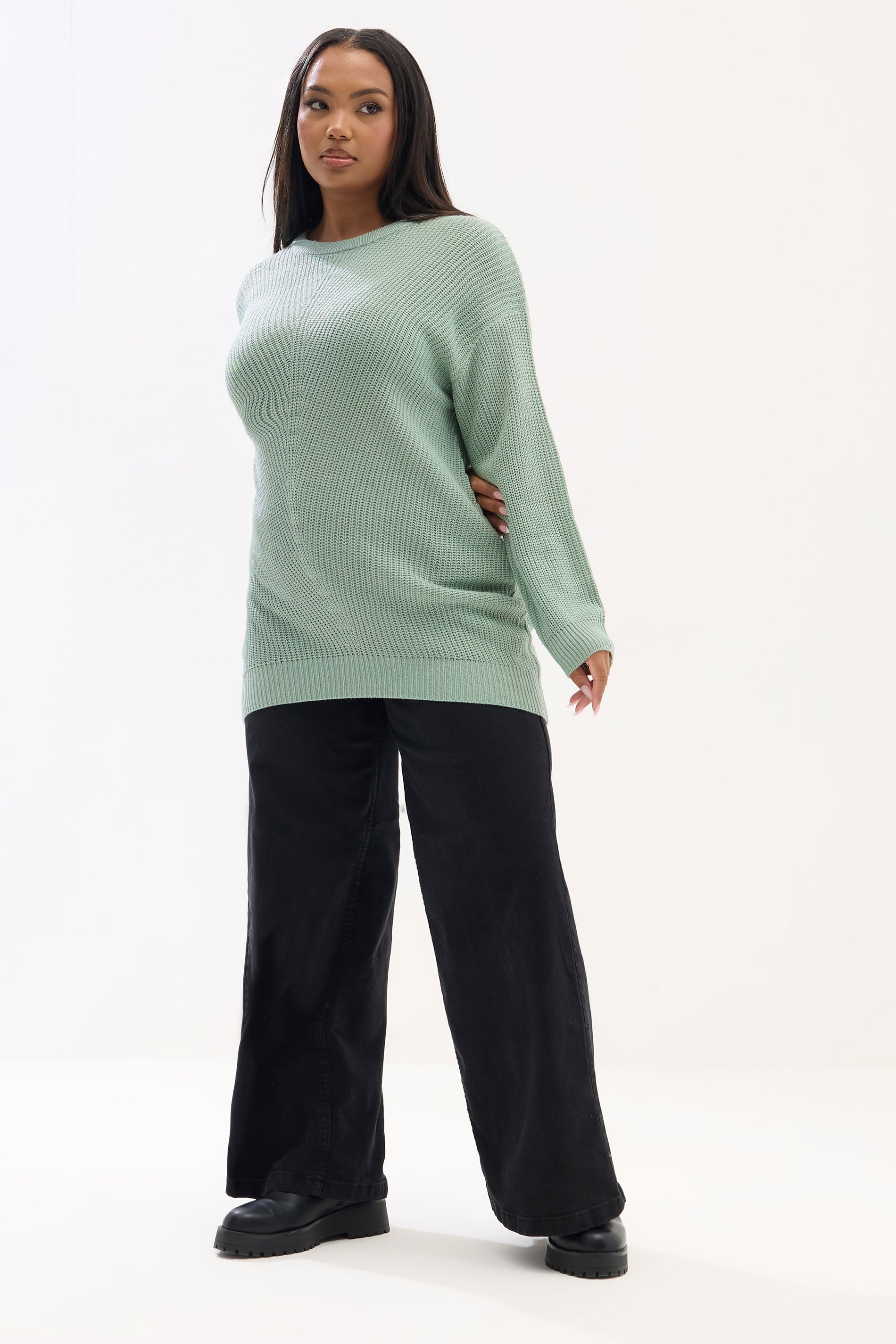 YOURS Plus Size Essential Sage Green Knitted Jumper | Yours Clothing 2