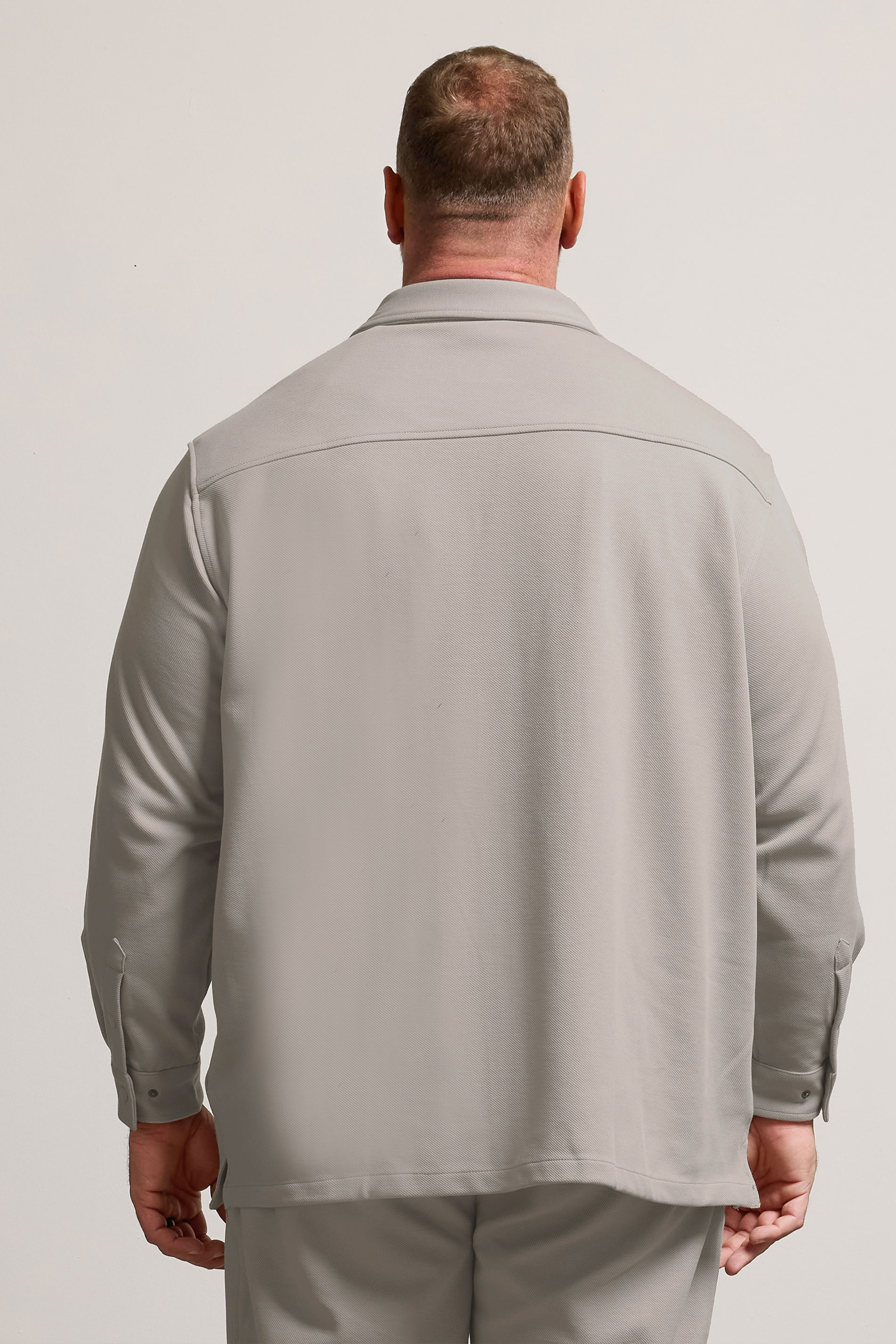 BadRhino Big & Tall Stone Grey Textured Jersey Shacket | BadRhino 2