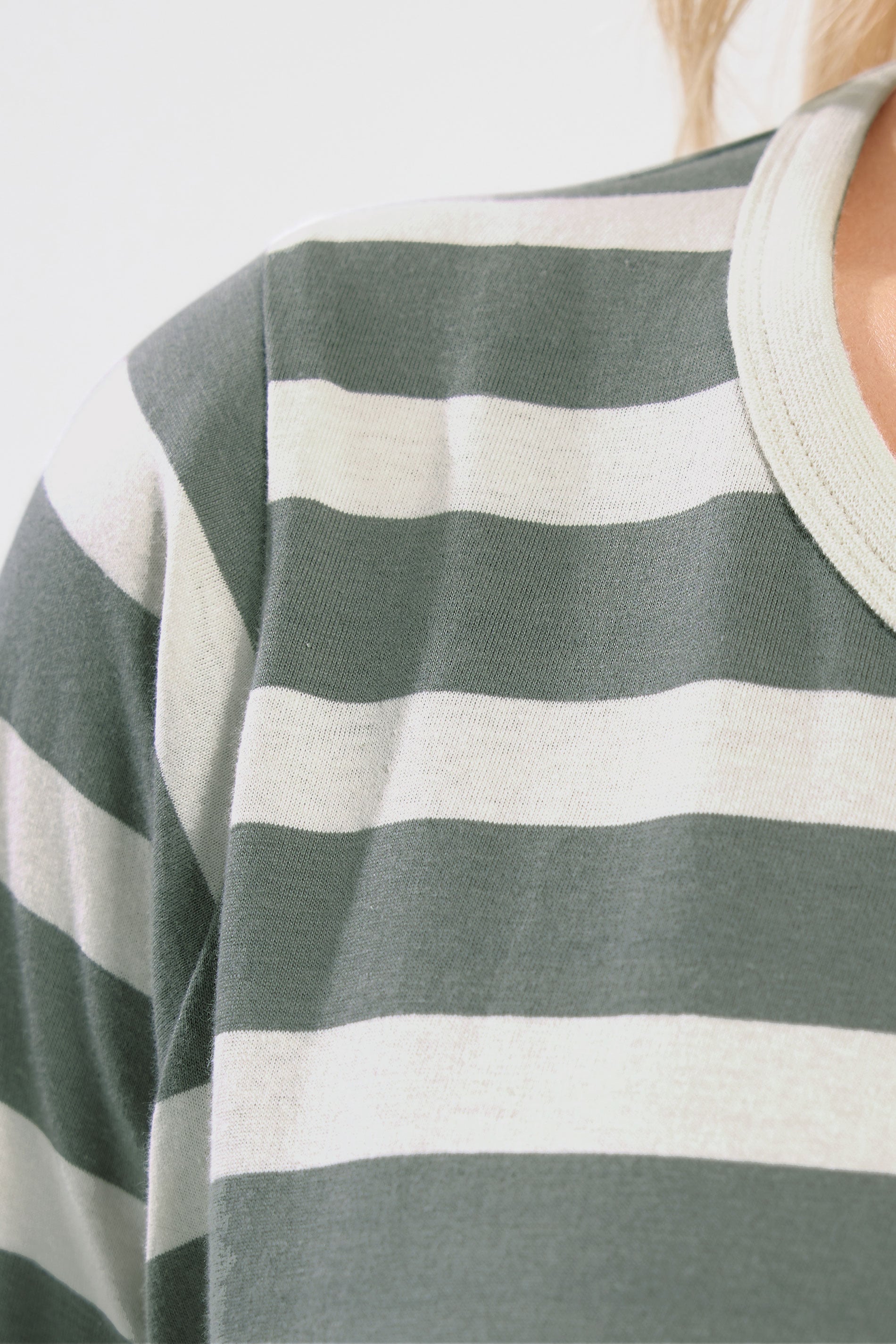 YOURS Plus Size Sage Green Stripe Long Sleeve T-Shirt | Yours Clothing 4