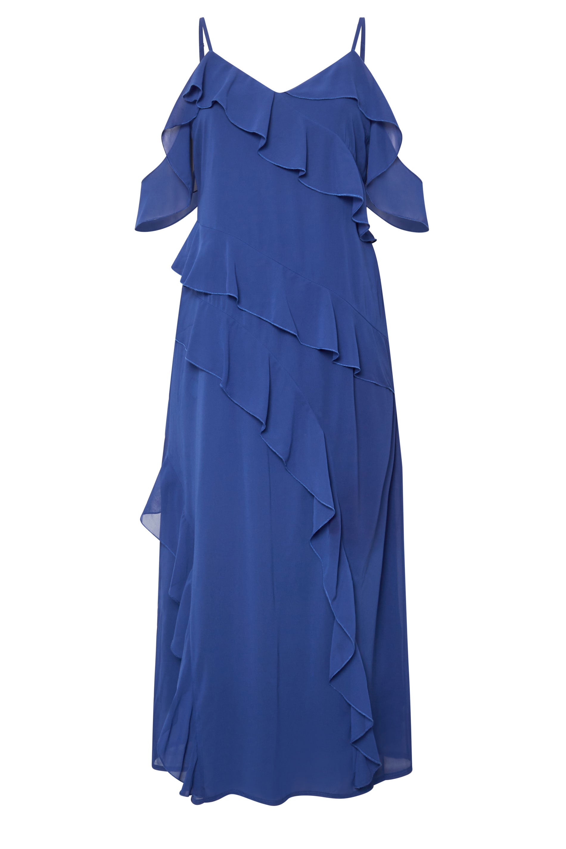 YOURS LONDON Plus Size Navy Blue Ruffle Cold Shoulder Dress | Yours Clothing 7