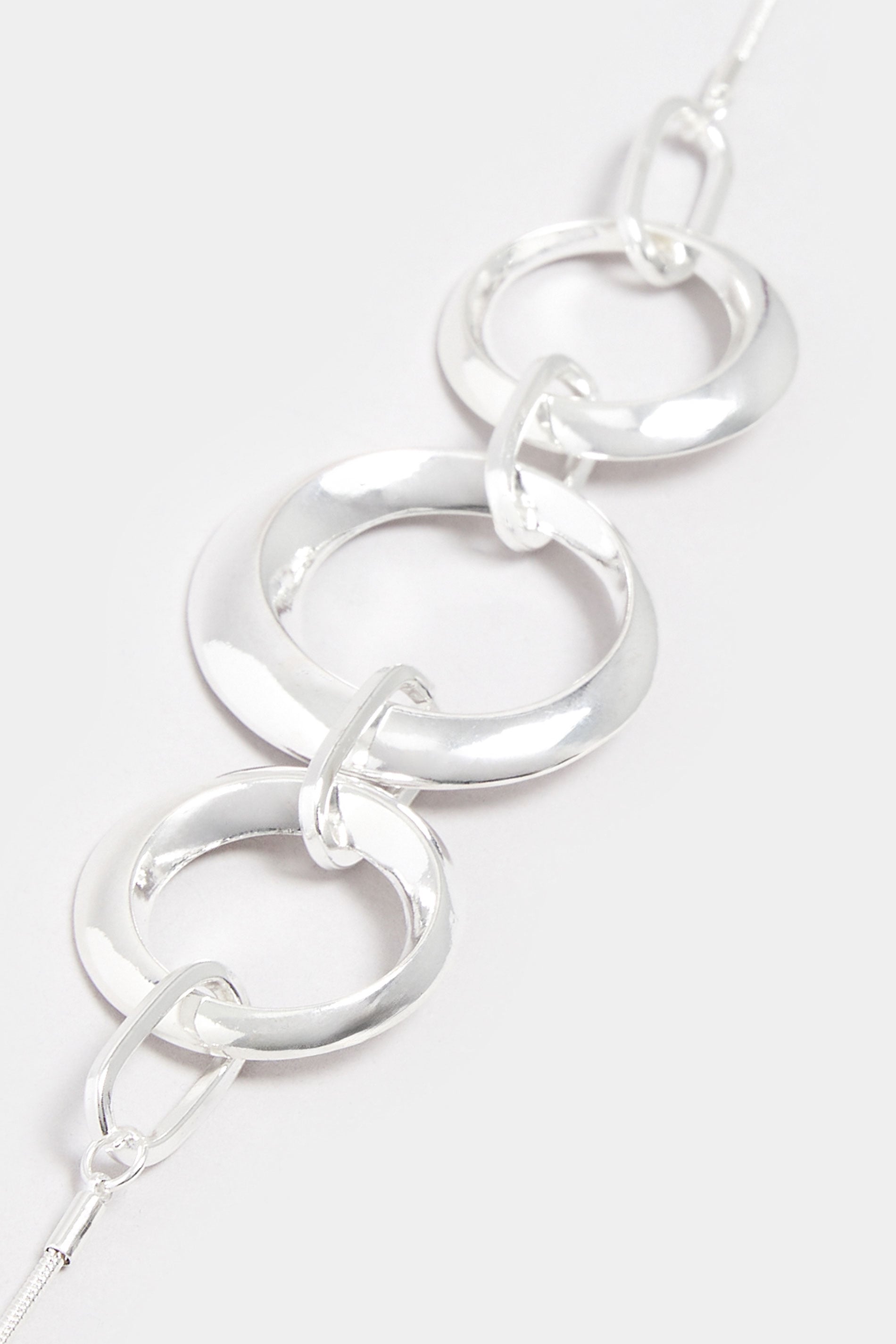 Silver Tone Triple Circle Necklace | Yours Clothing  2
