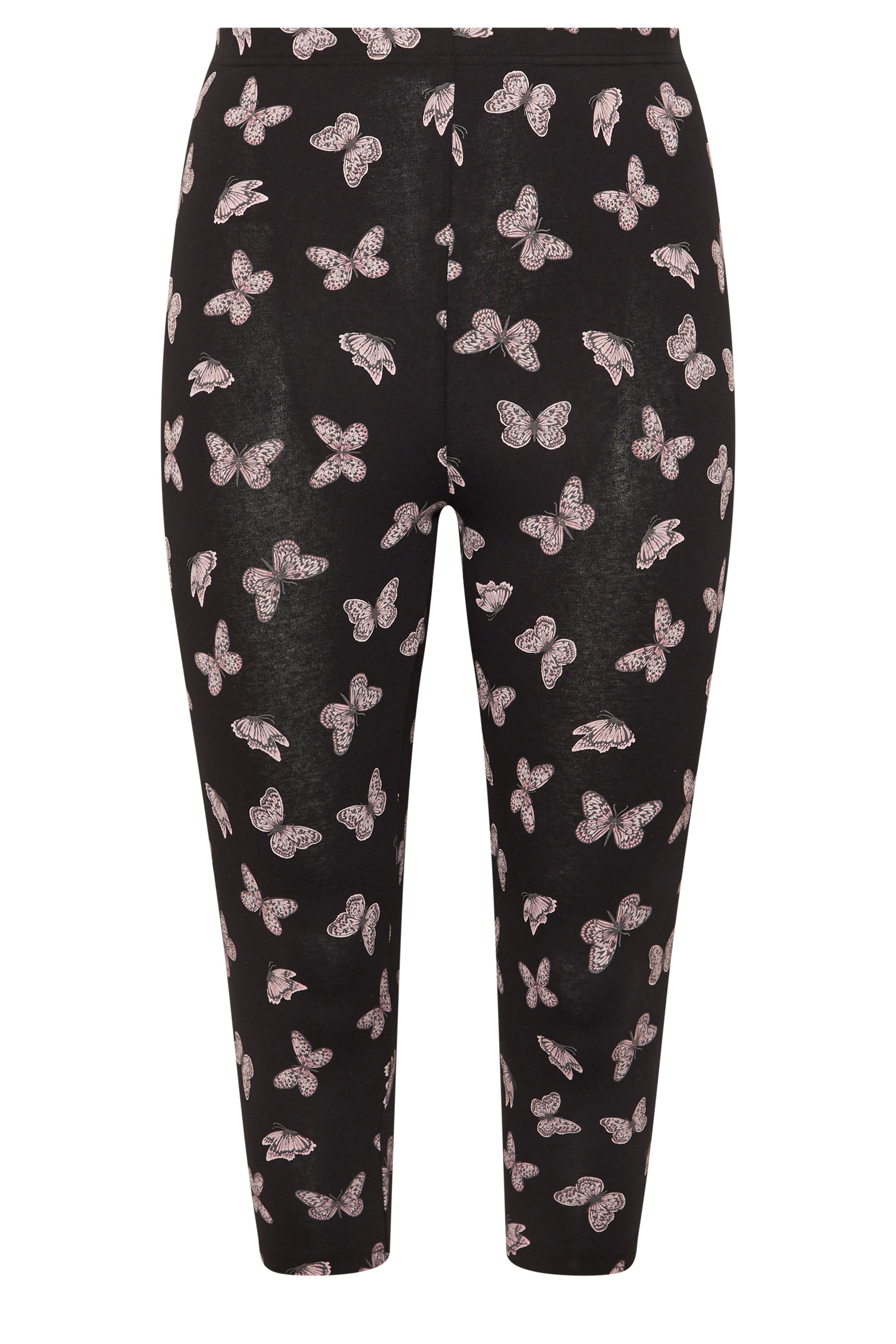 YOURSET 2 PACK Plus Size Black Butterfly Print Cropped Leggings | Yours Clothing 8
