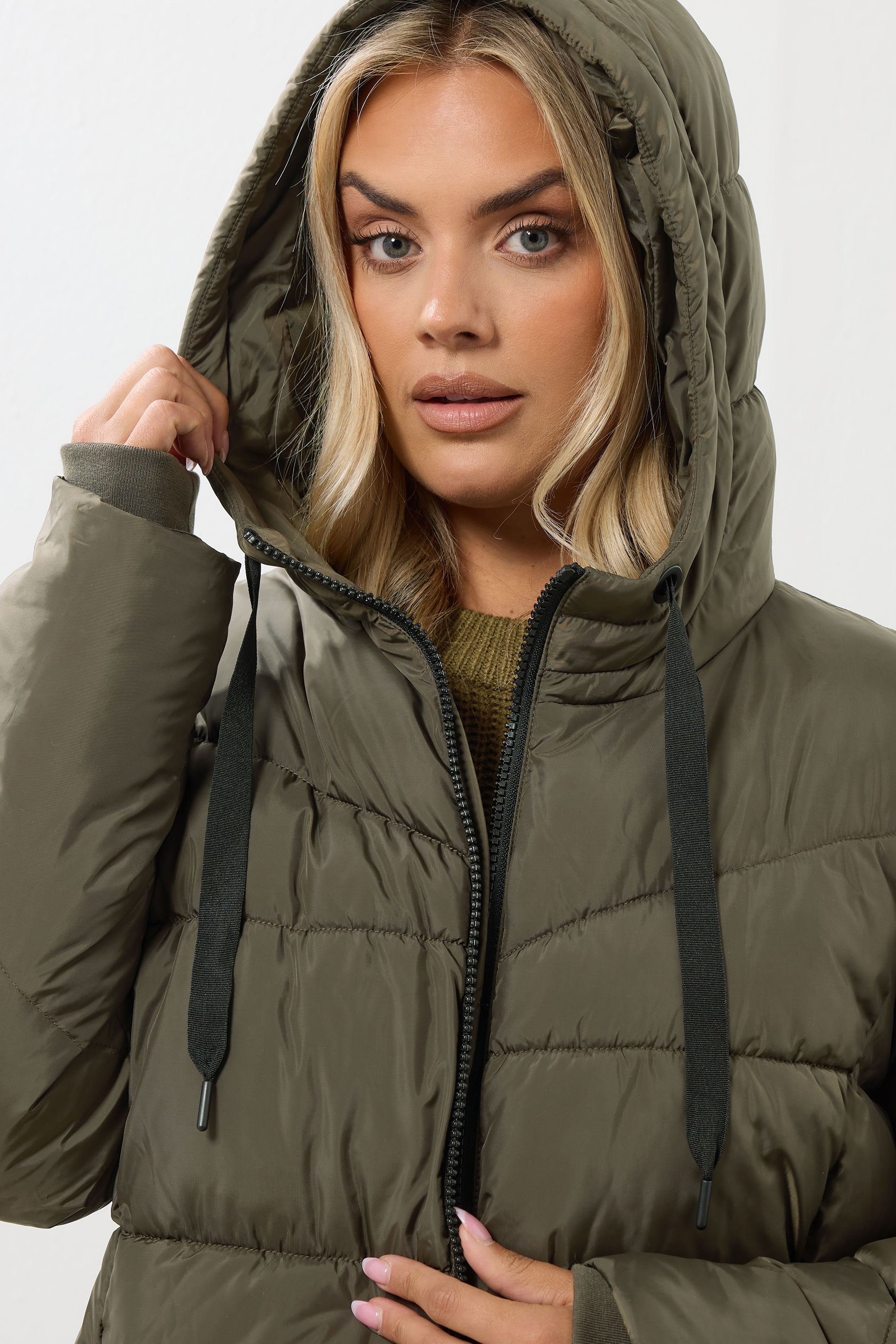 YOURS Plus Size Khaki Green Short Padded Coat | Yours Clothing 6