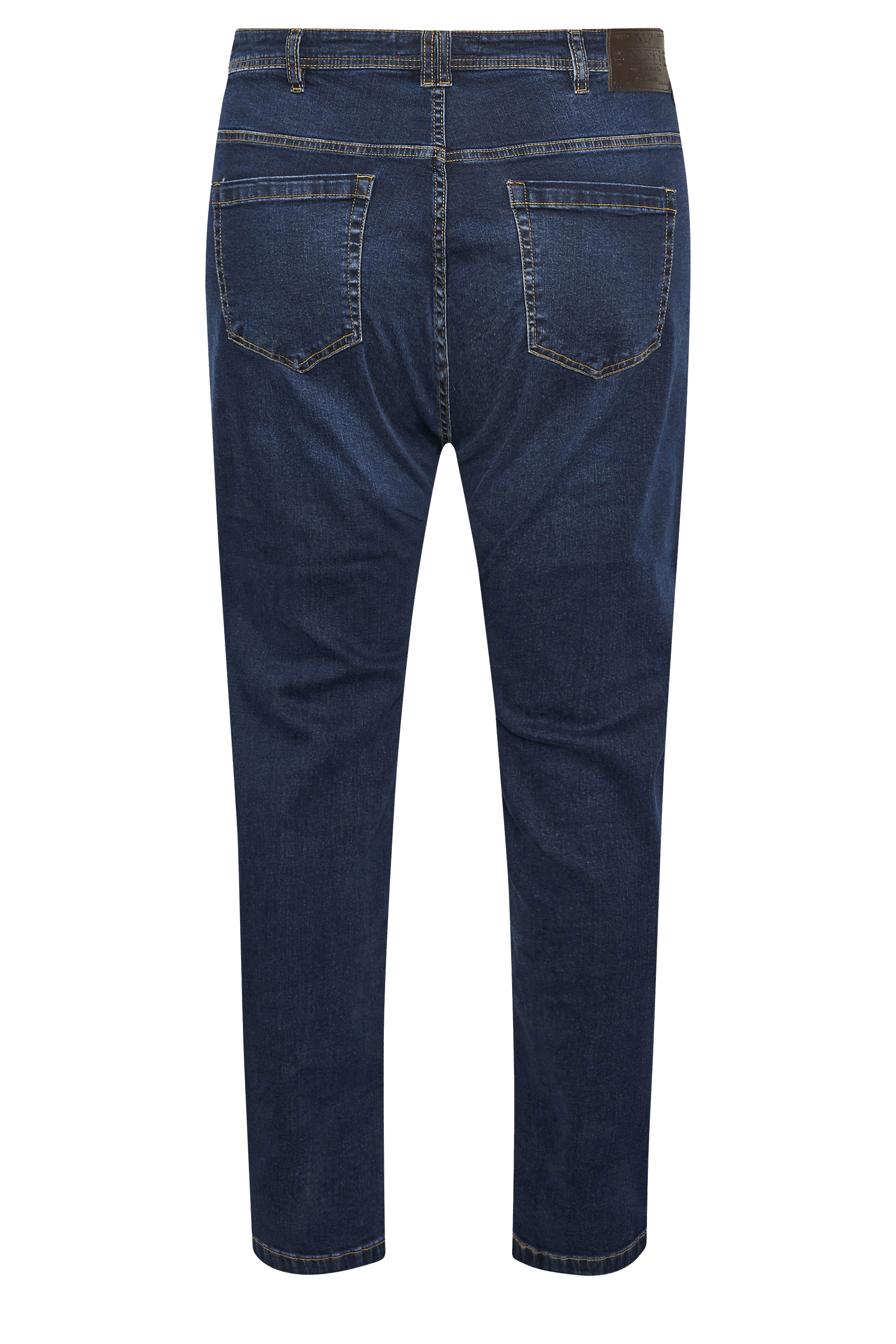 D555 Big & Tall Blue Blue Tapered Stretch Jeans | BadRhino 4