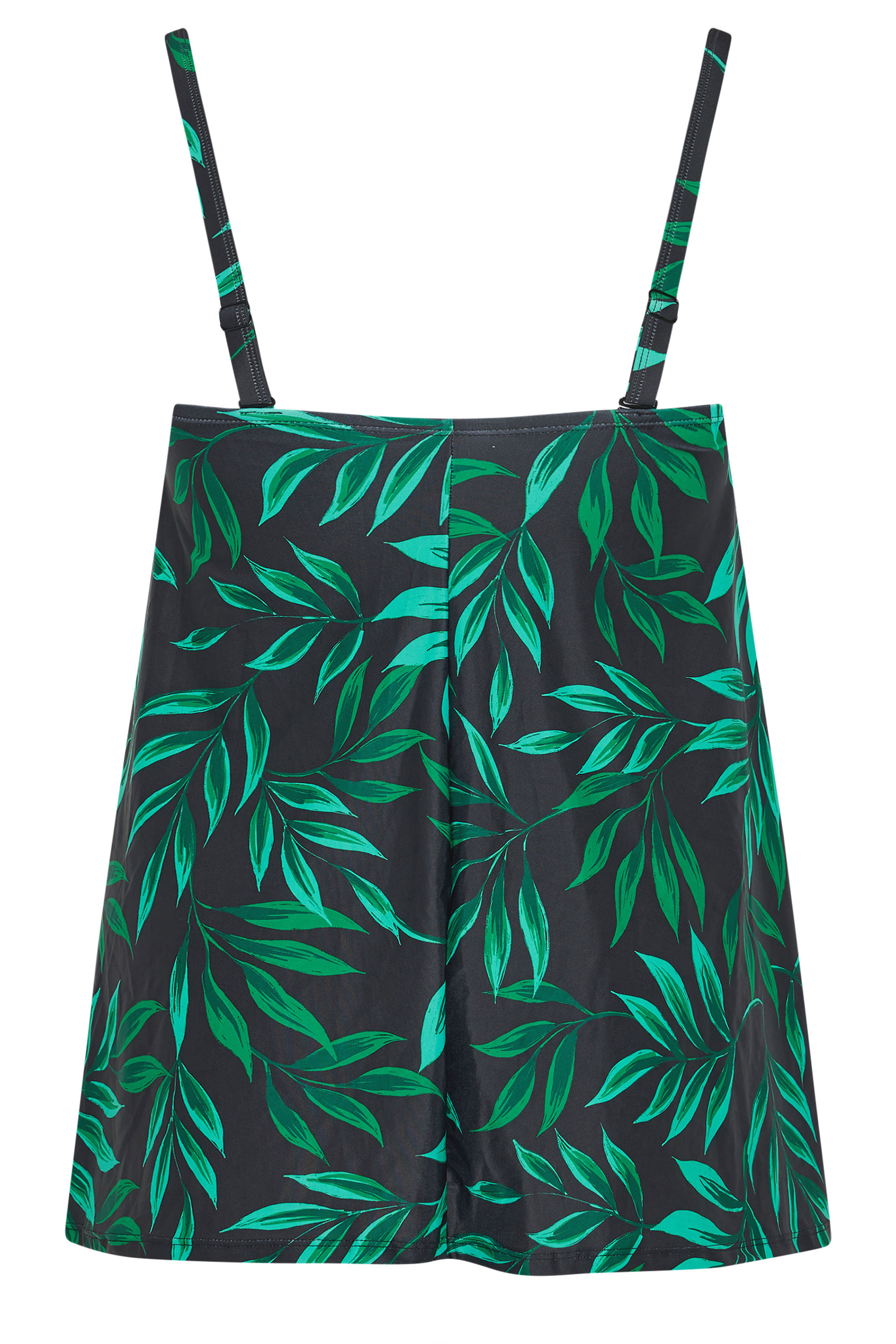 YOURS Plus Size Black Leaf Print Pleated Tankini Top | Yours Clothing 10