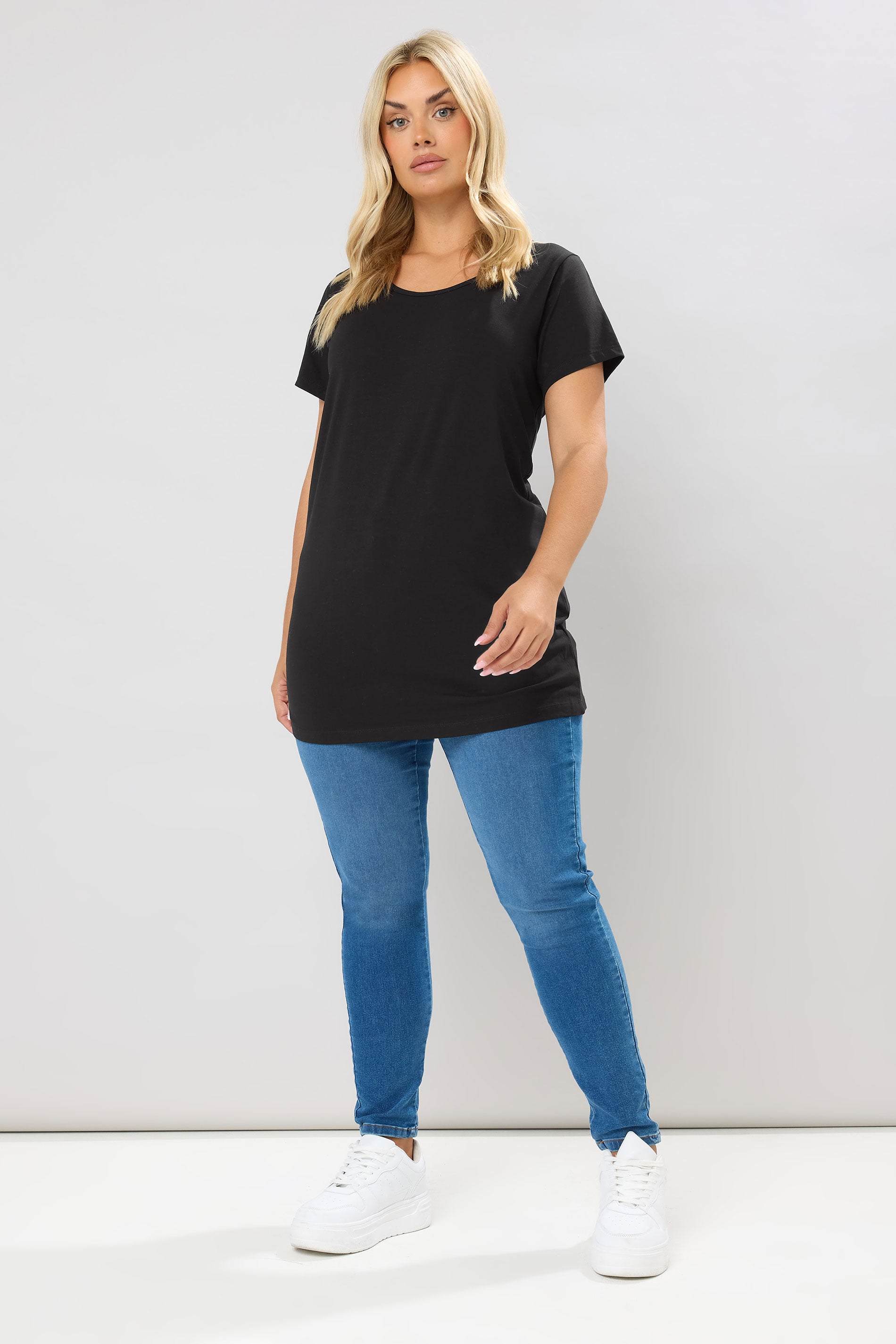 Plus Size Black Longline T-Shirt | Yours Clothing 1