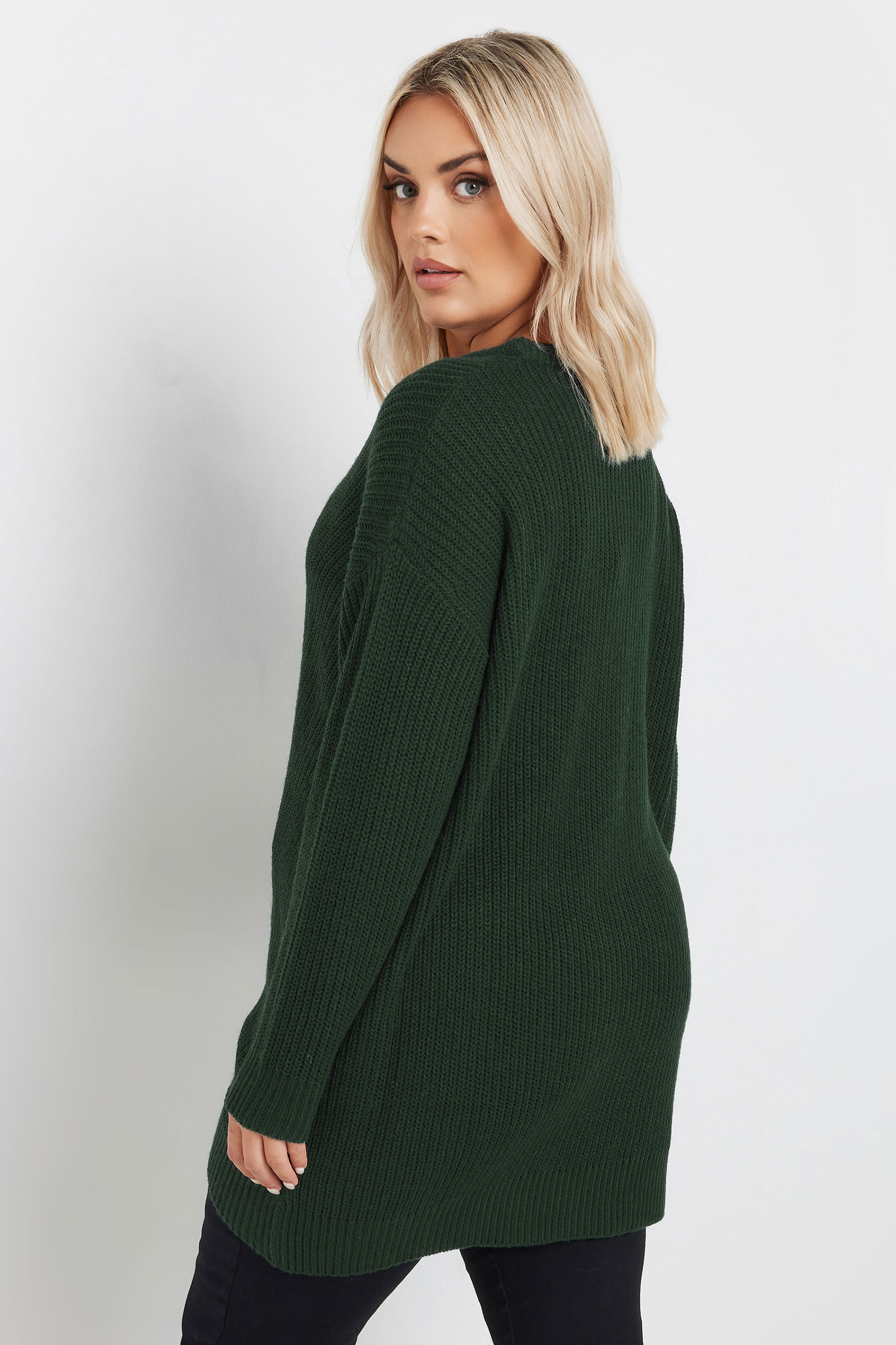 YOURS Plus Size Dark Green Essential Knitted Jumper | Yours Clothing 4