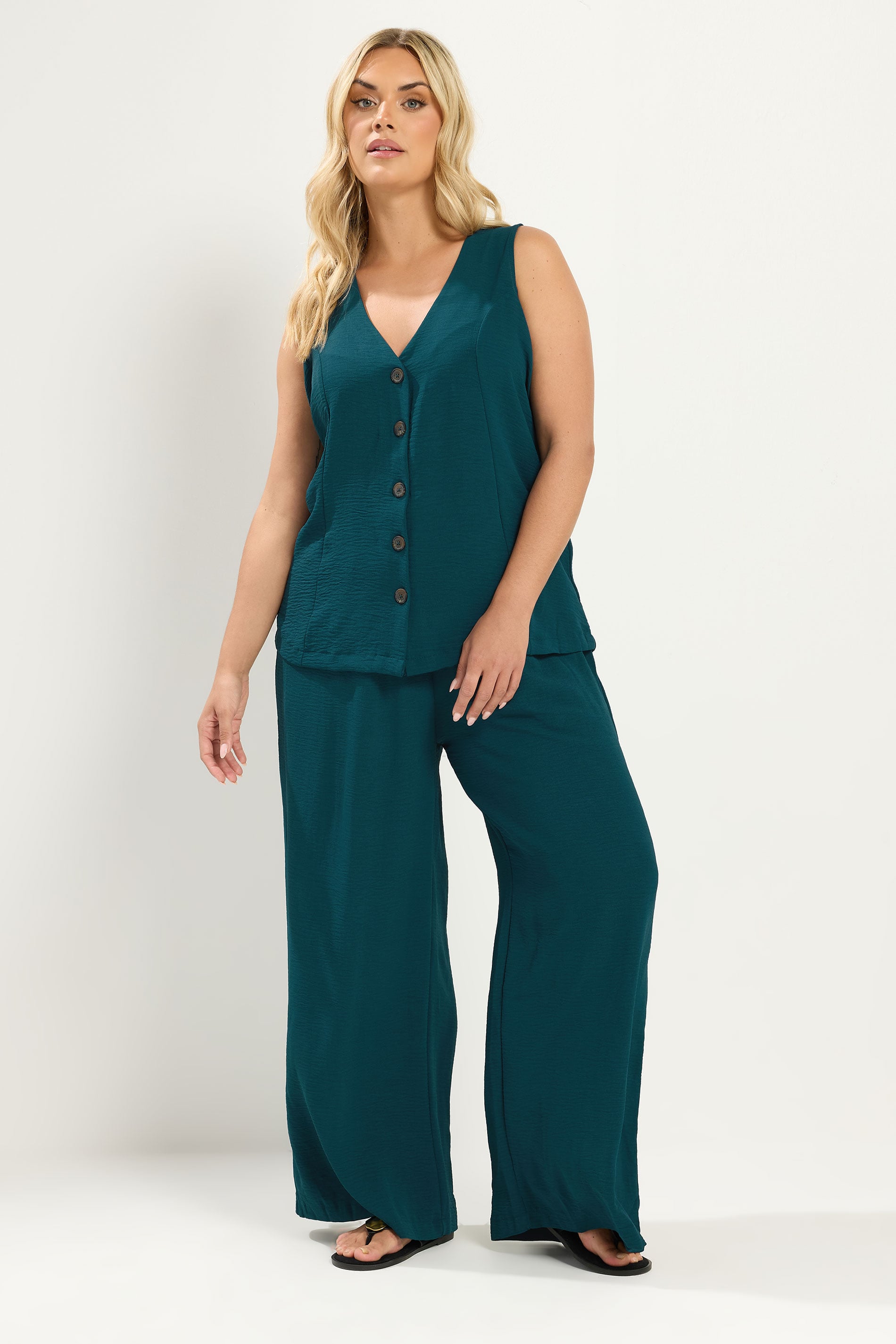 YOURS Plus Size Teal Green Waistcoat | Yours Clothing 1
