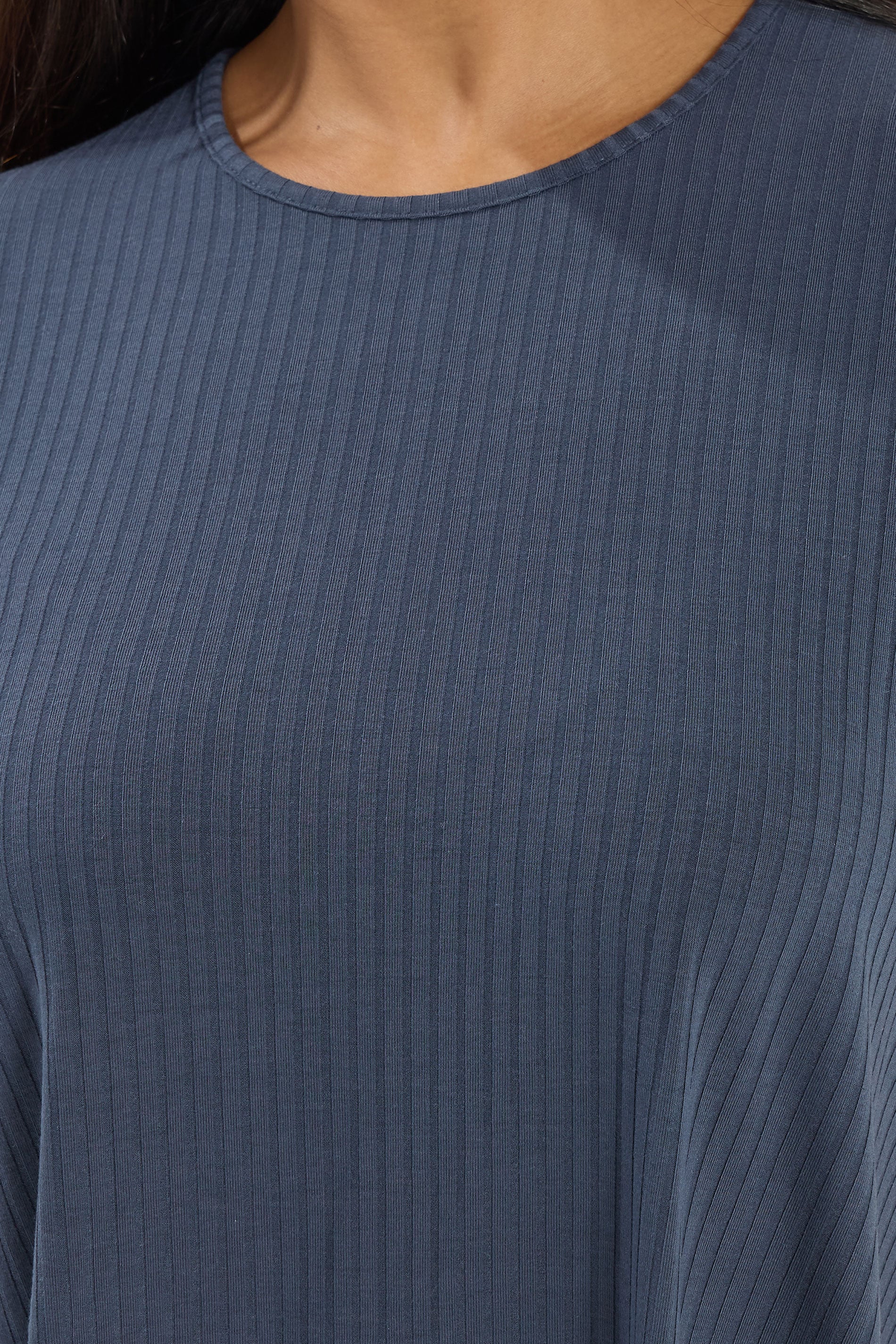 YOURS Plus Size Slate Grey Ribbed Swing Top | Yours Clothing 4