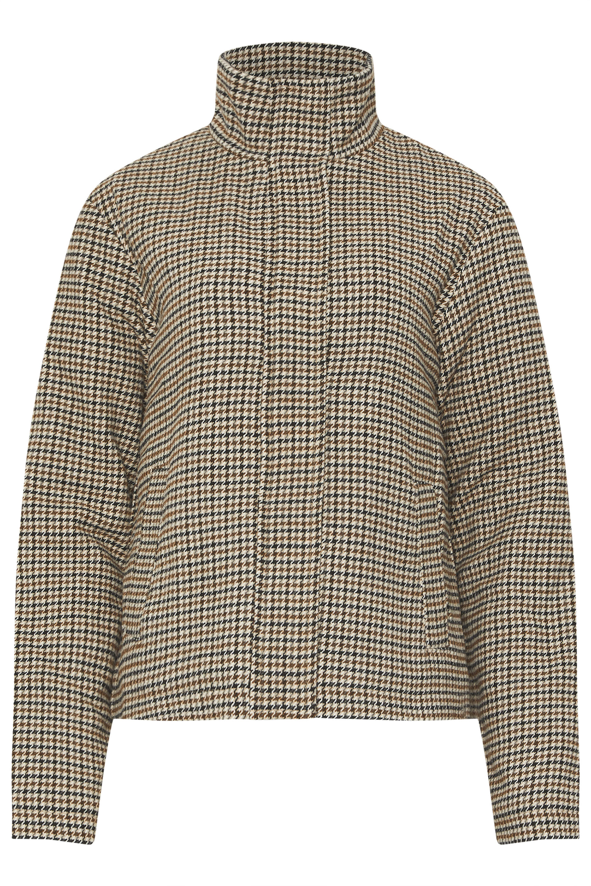 LTS Tall Brown Check Funnel Neck Coat | Long Tall Sally 6